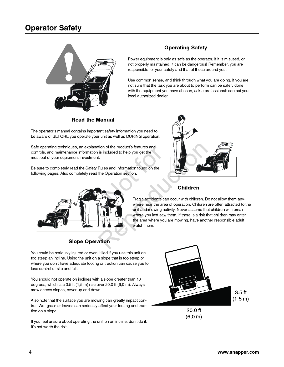 Snapper 780084-01, 7800841-01, 7800842-01 manual Operator Safety, Operating Safety 