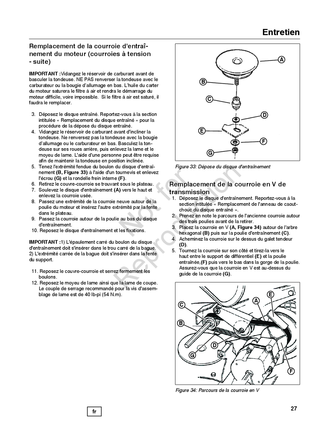 Snapper 7800842-01, 7800841-01, 780084-01 manual Remplacement de la courroie en V de, Transmiss n 