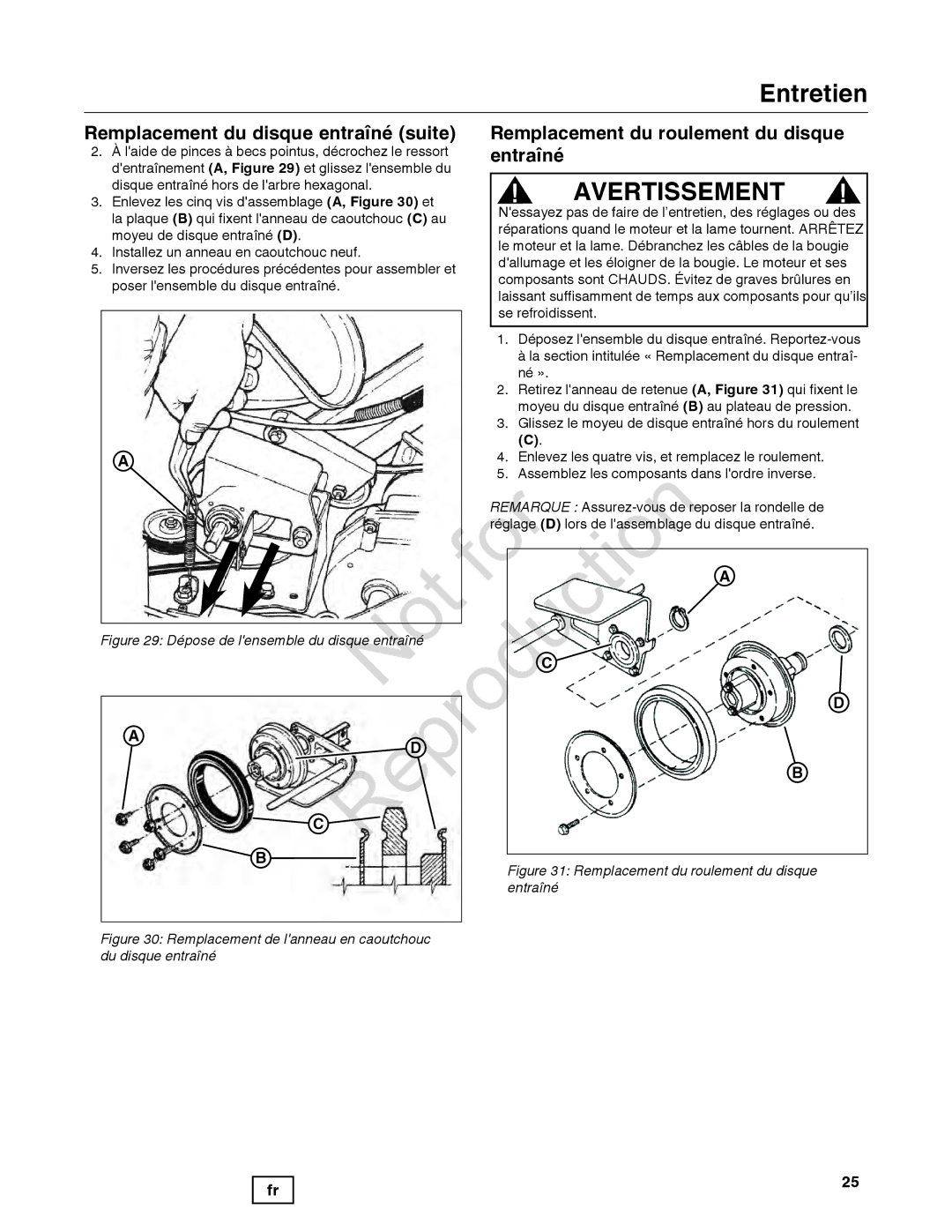 Snapper 7800849 manual Reproduction For, Entraîné 