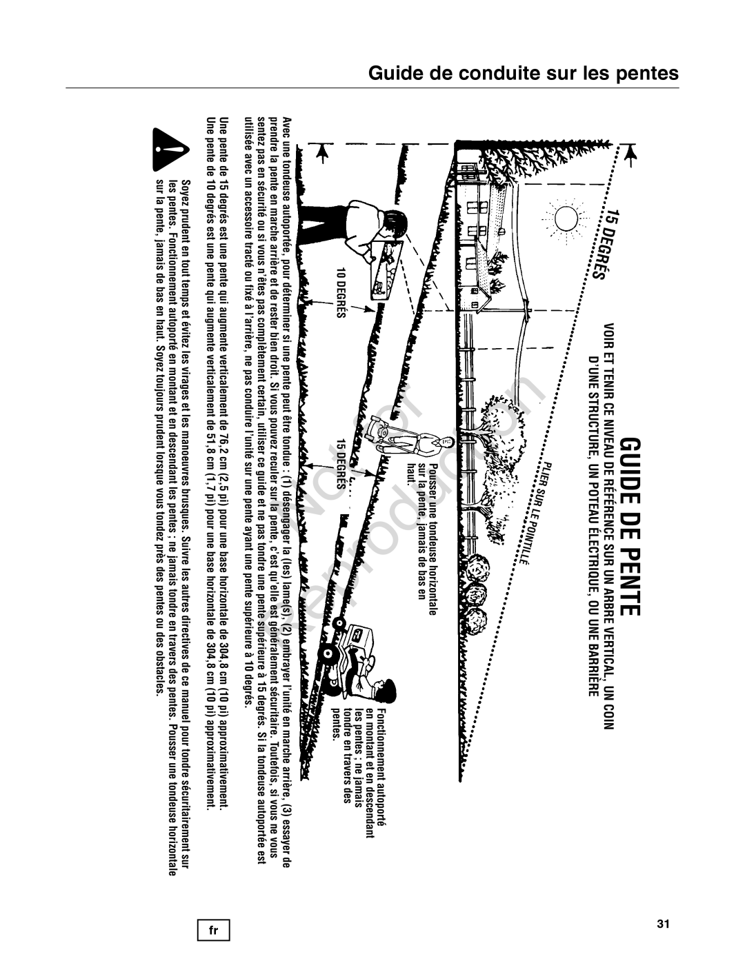 Snapper 7800849 manual Sur les pentes, Guide de conduite 