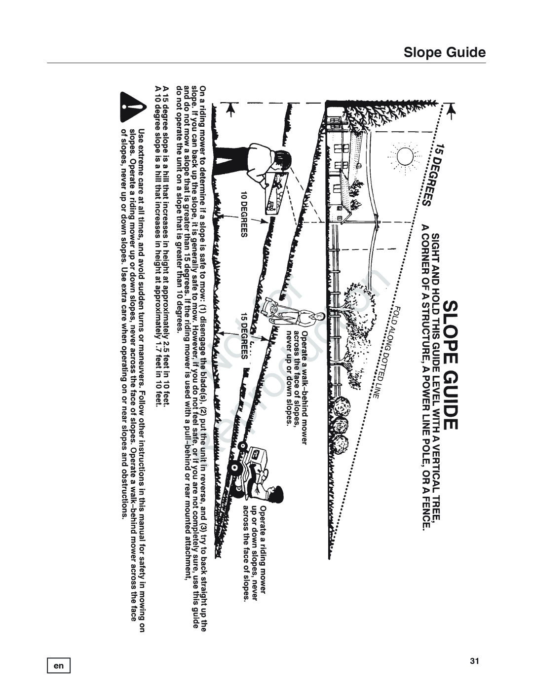 Snapper 7800849 manual Slope Guide, Reproduction 
