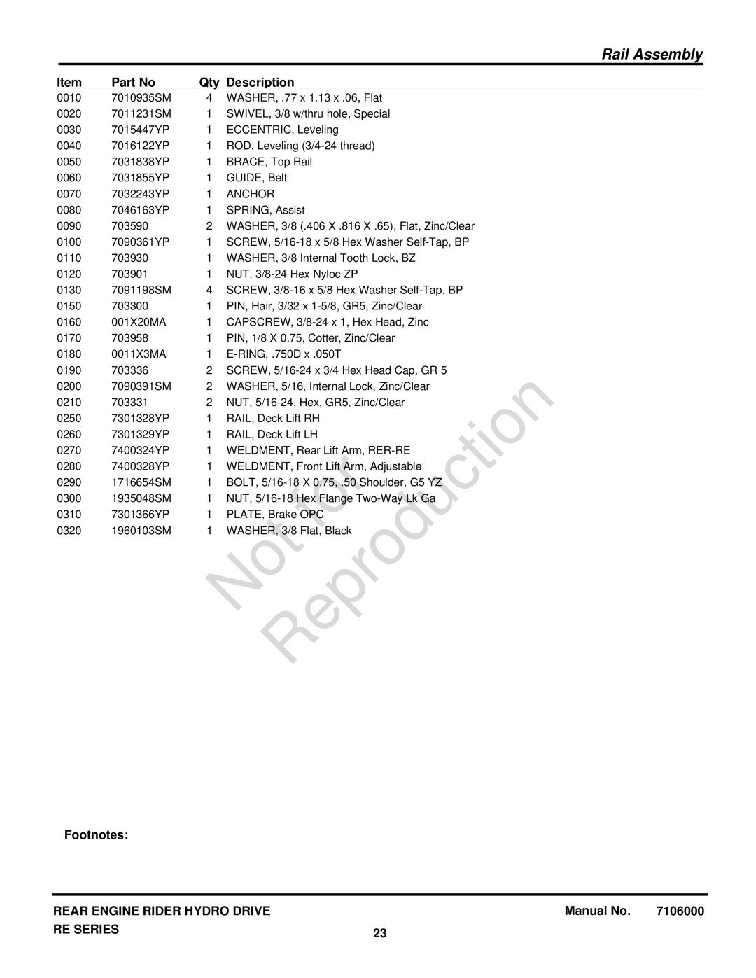 Snapper 7800921-00 manual Anchor 