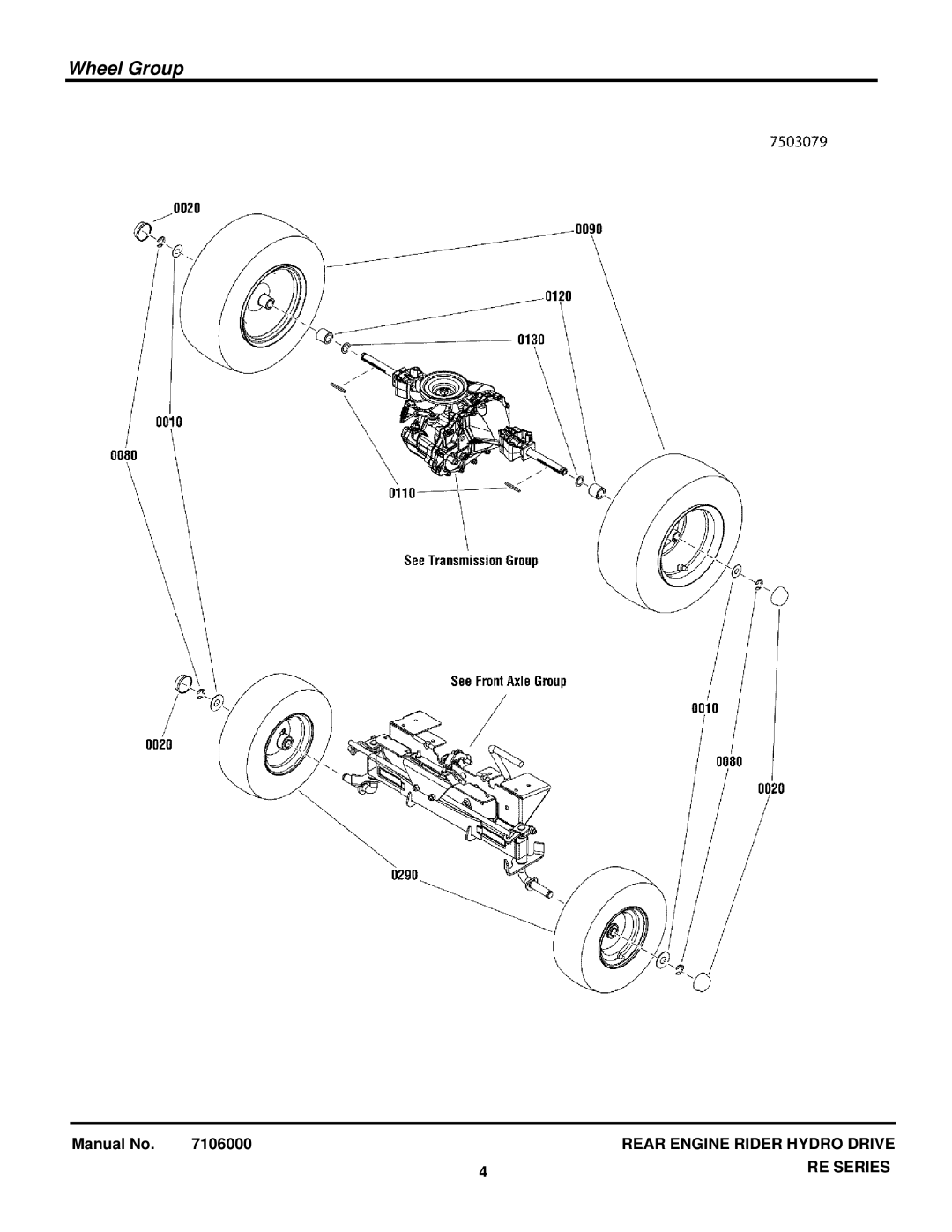 Snapper 7800921-00 manual Wheel Group 