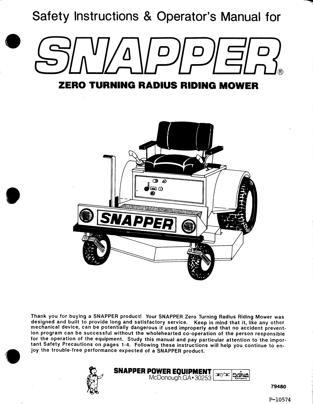 Snapper 79480 manual 