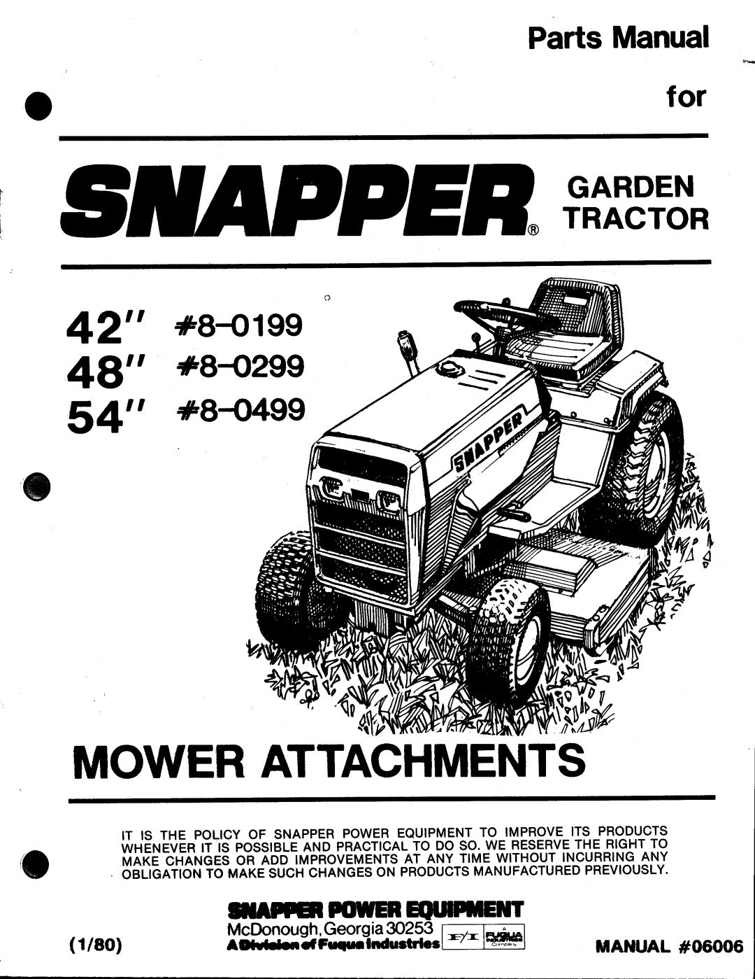 Snapper 8-0499, 8-0199, 8-0299, 06006 manual 