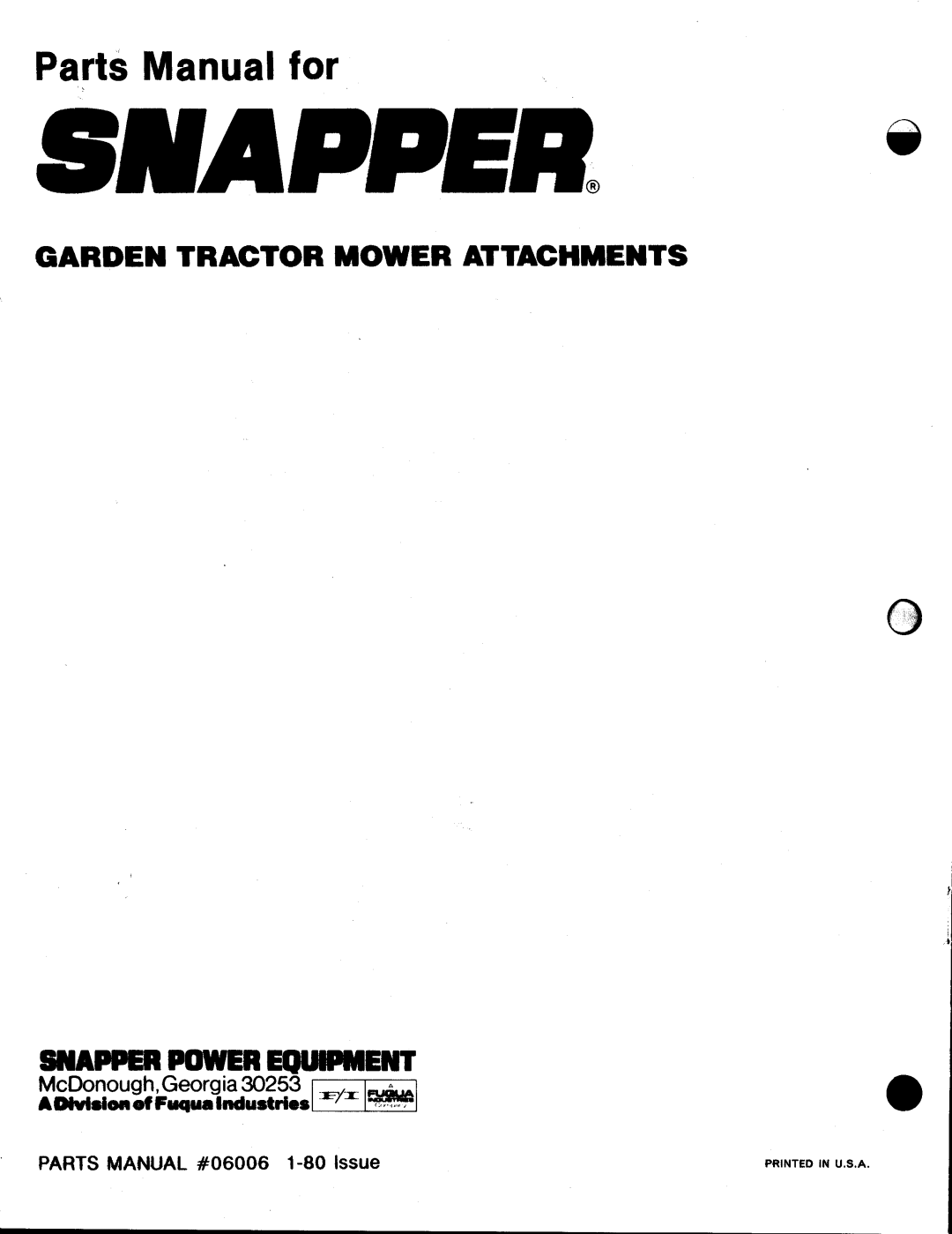 Snapper 8-0199, 8-0499, 8-0299, 06006 manual 