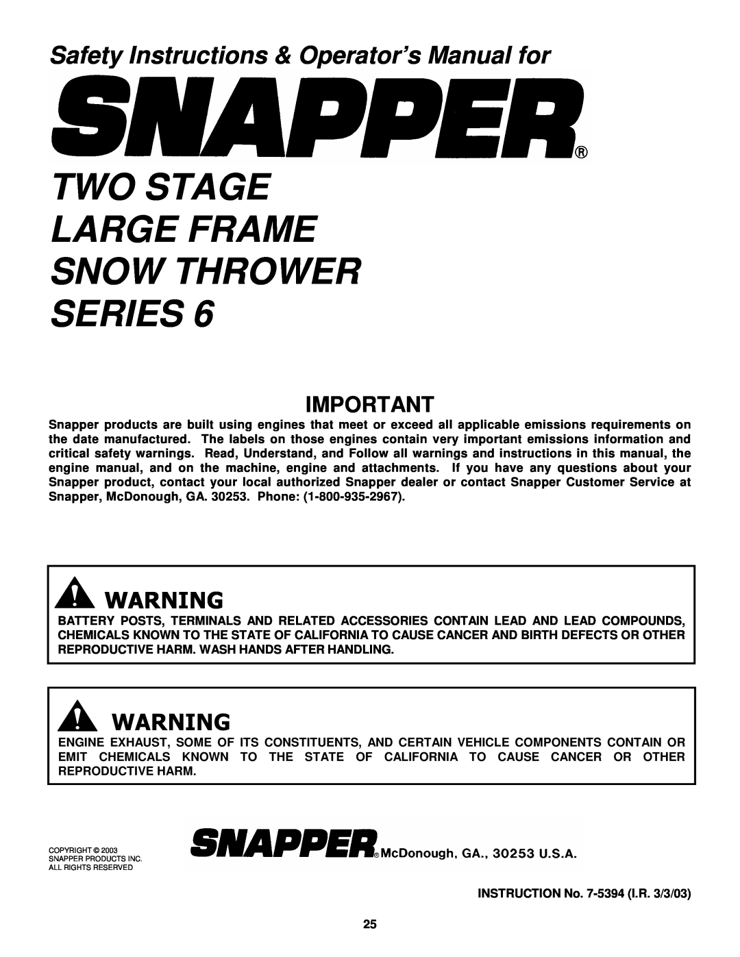 Snapper 8246, 9266, 9266E, E9266, 11306, E11306, 8246, 9266E, 9266, 11306 Two Stage Large Frame Snow Thrower Series 