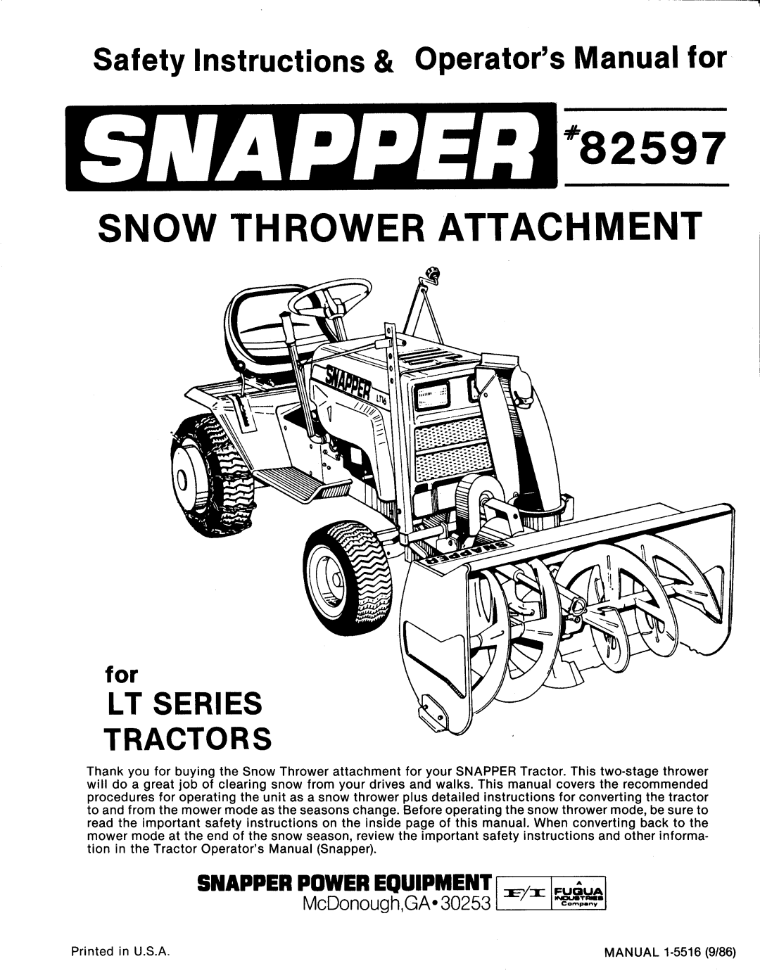 Snapper 82597 manual 