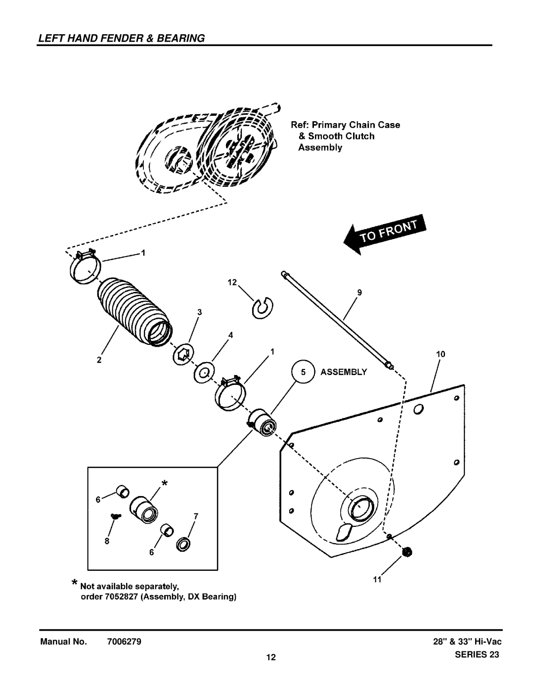 Snapper 84871 manual Left Hand Fender & Bearing 