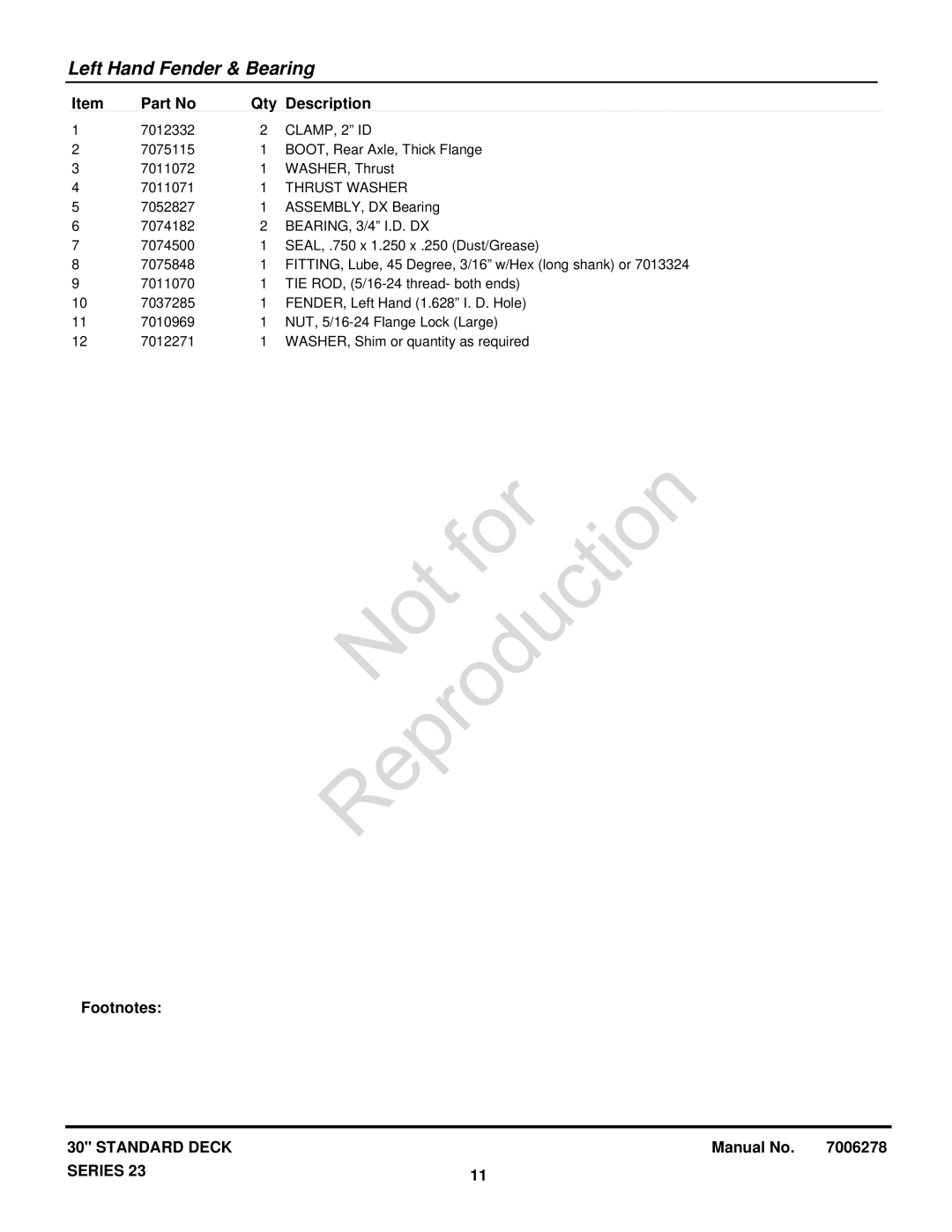 Snapper 7084941, 85623, 84875, 84882, 85625, 84877, 7800650, 84873, 7800697 manual CLAMP, 2 ID, Thrust Washer, BEARING, 3/4 I.D. DX 