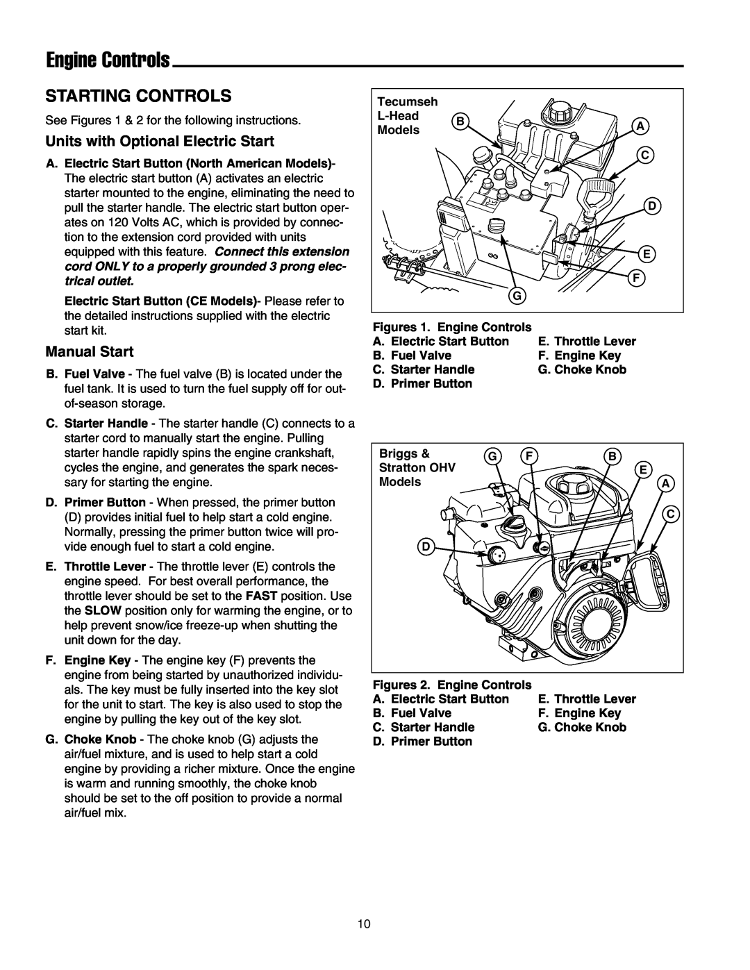 Snapper 860 manual Engine Controls, Starting Controls 