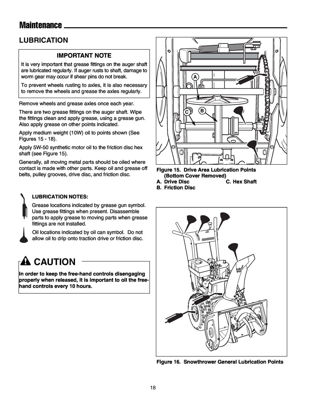 Snapper 860 manual Maintenance, Lubrication 