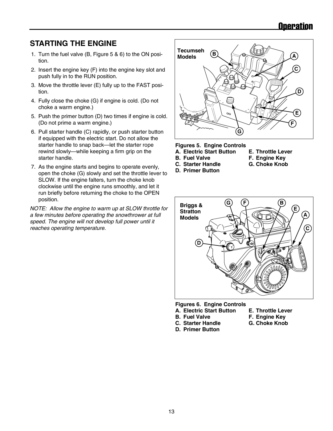 Snapper 860 manual Starting the Engine 