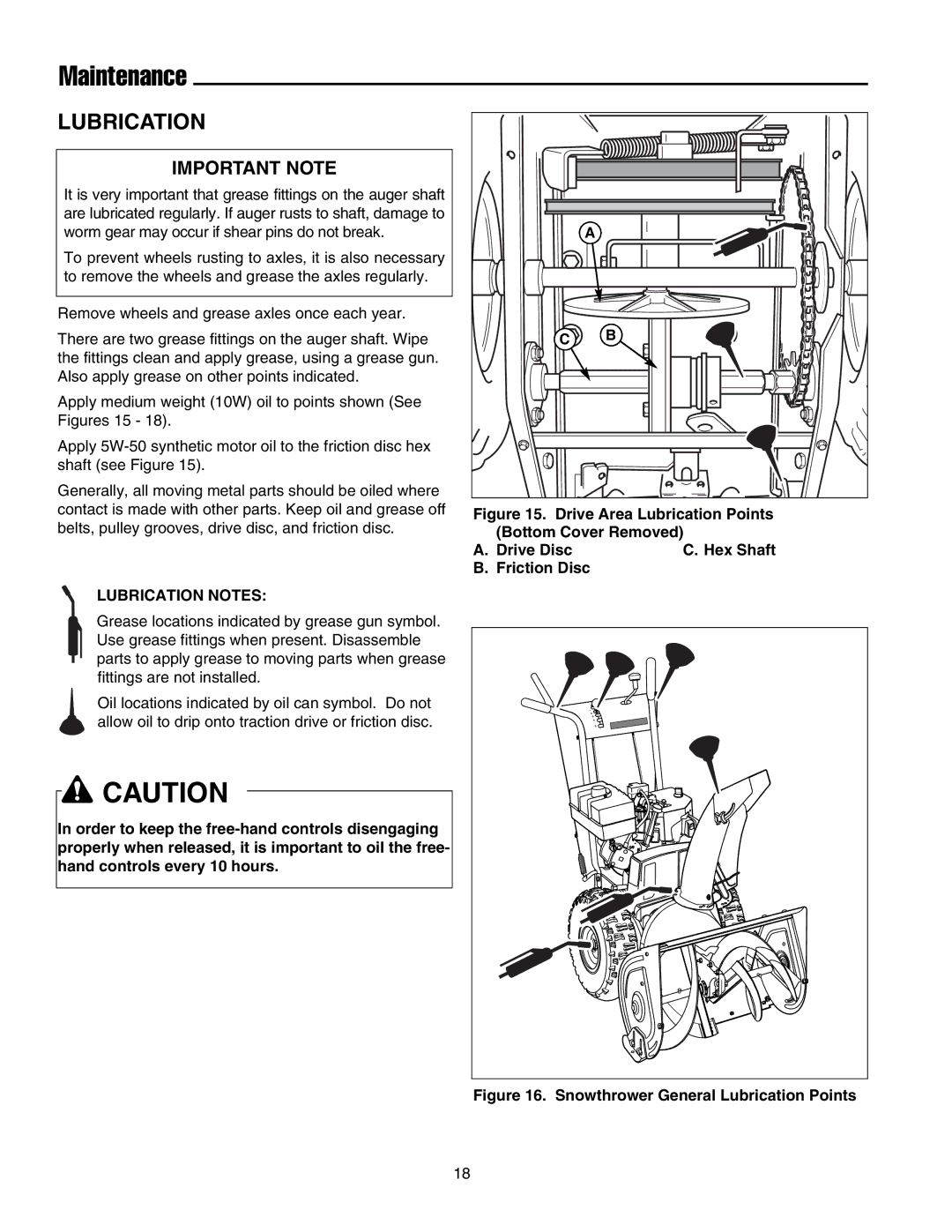 Snapper 860 manual Maintenance, Lubrication 