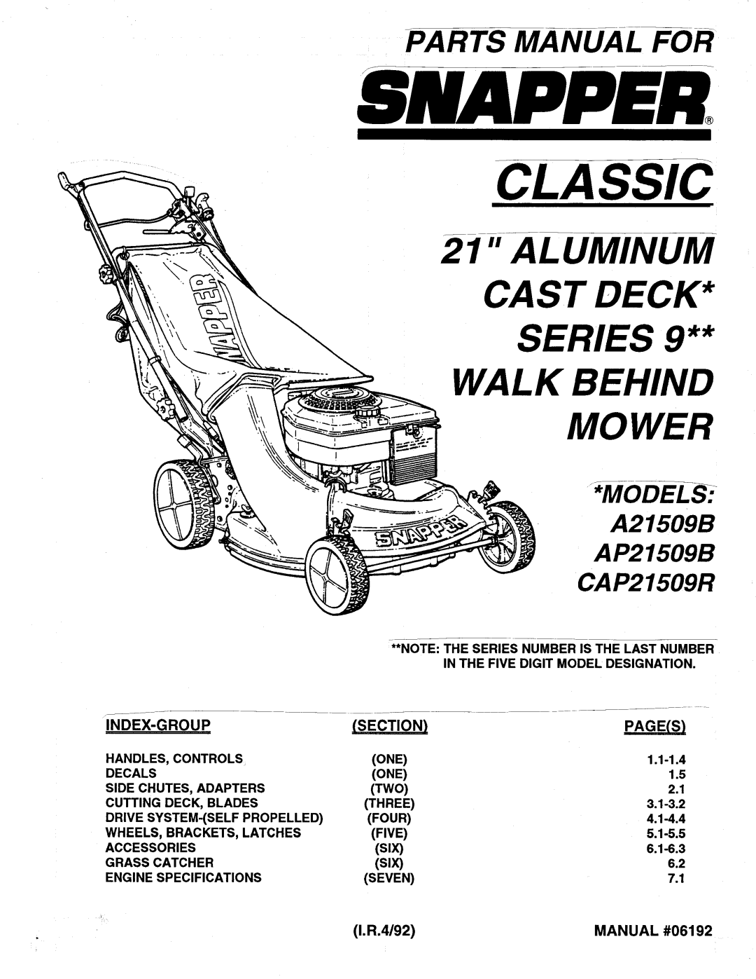 Snapper A21509B manual 