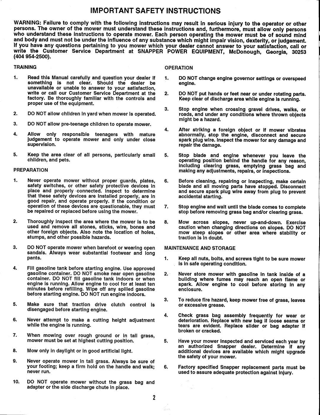 Snapper AP21509B manual 