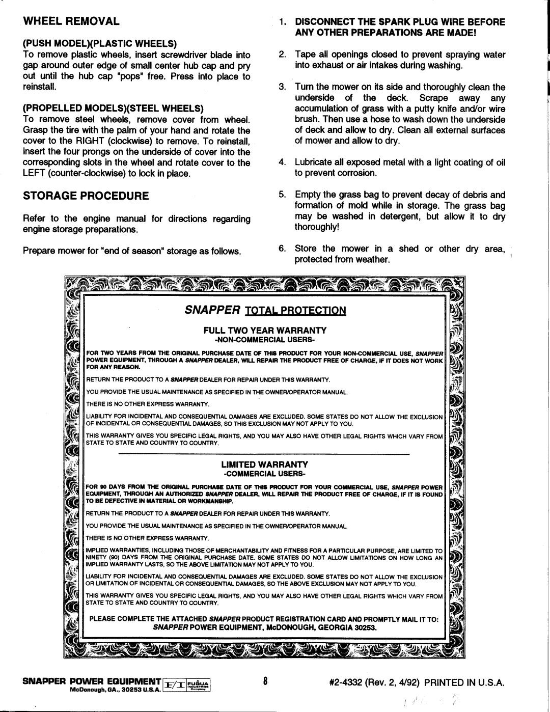 Snapper AP21509B manual 