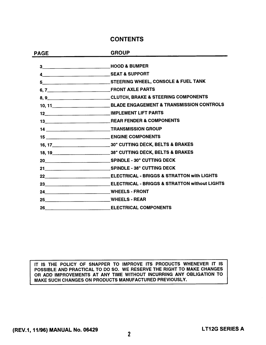 Snapper BH140G42AB, Series A manual 