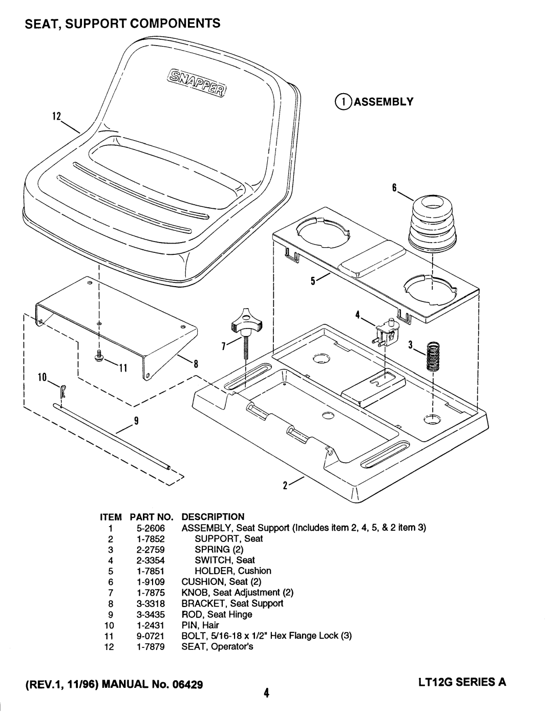 Snapper BH140G42AB, Series A manual 