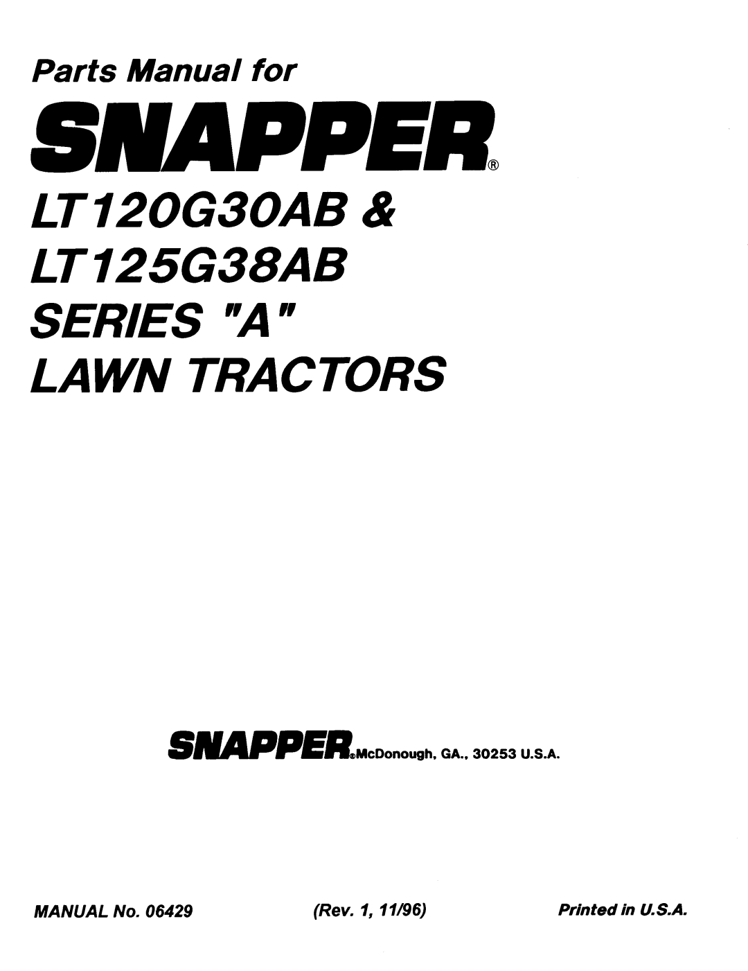 Snapper BH140G42AB, Series A manual 