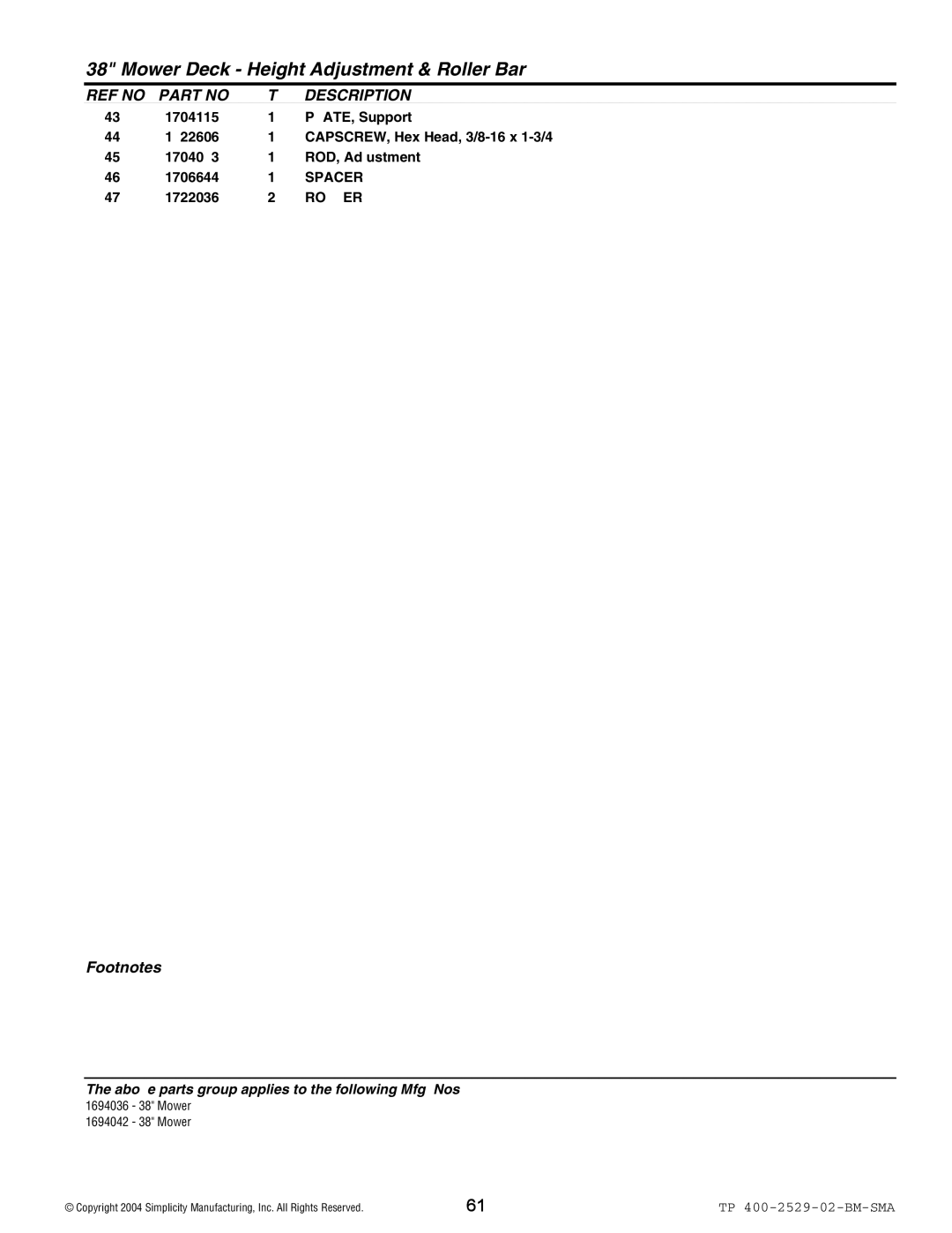 Snapper Broadmoor 2600 manual 1722036 