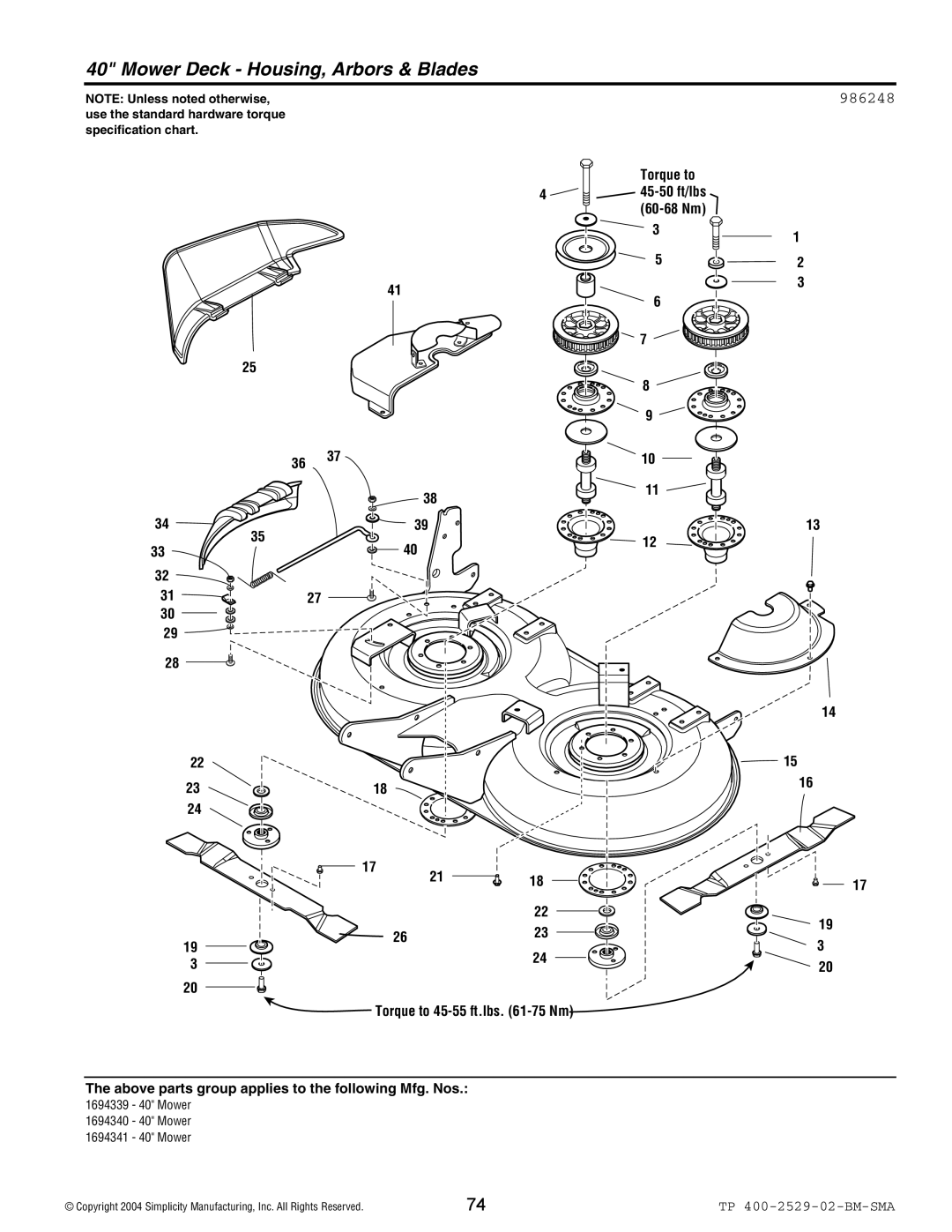 Snapper Broadmoor 2600 manual 986248 