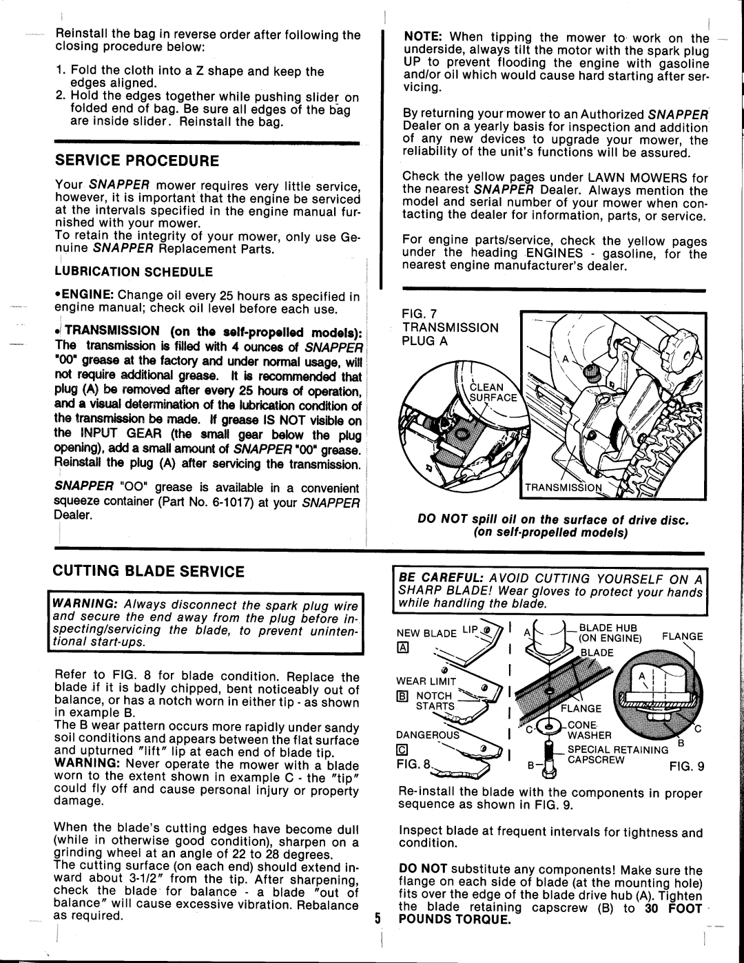 Snapper C21407R-2 manual 