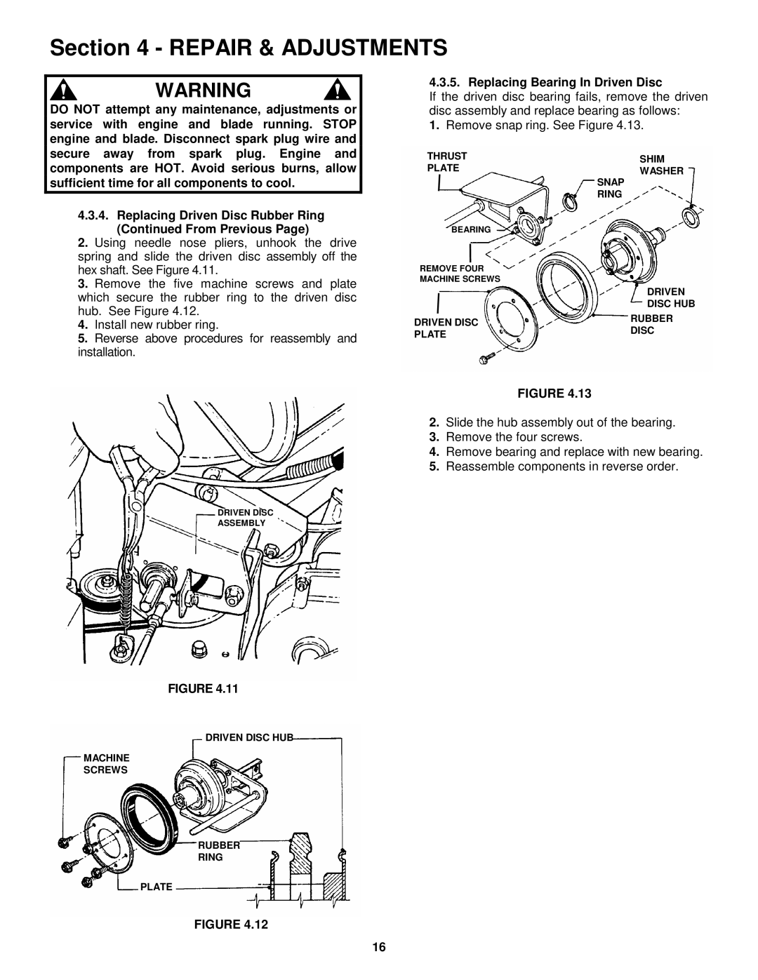 Snapper C216012RV, CP214012R2, VCP216012RV, C216012RV, CP214012R2, CP216012RV Replacing Bearing In Driven Disc 