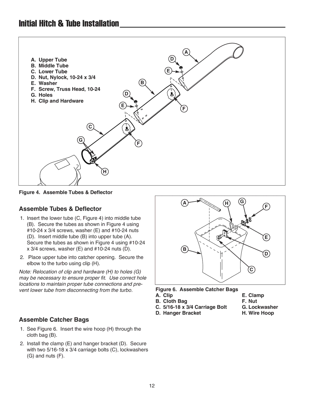 Snapper Clean Sweep Twin Catcher manual Assemble Tubes & Deflector, Assemble Catcher Bags 