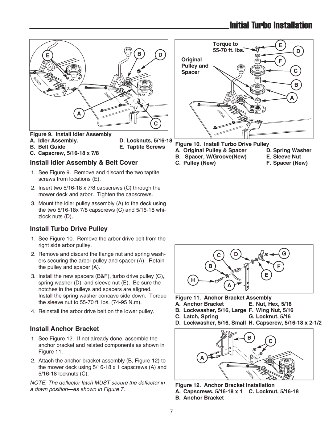 Snapper Clean Sweep Twin Catcher Install Idler Assembly & Belt Cover, Install Turbo Drive Pulley, Install Anchor Bracket 