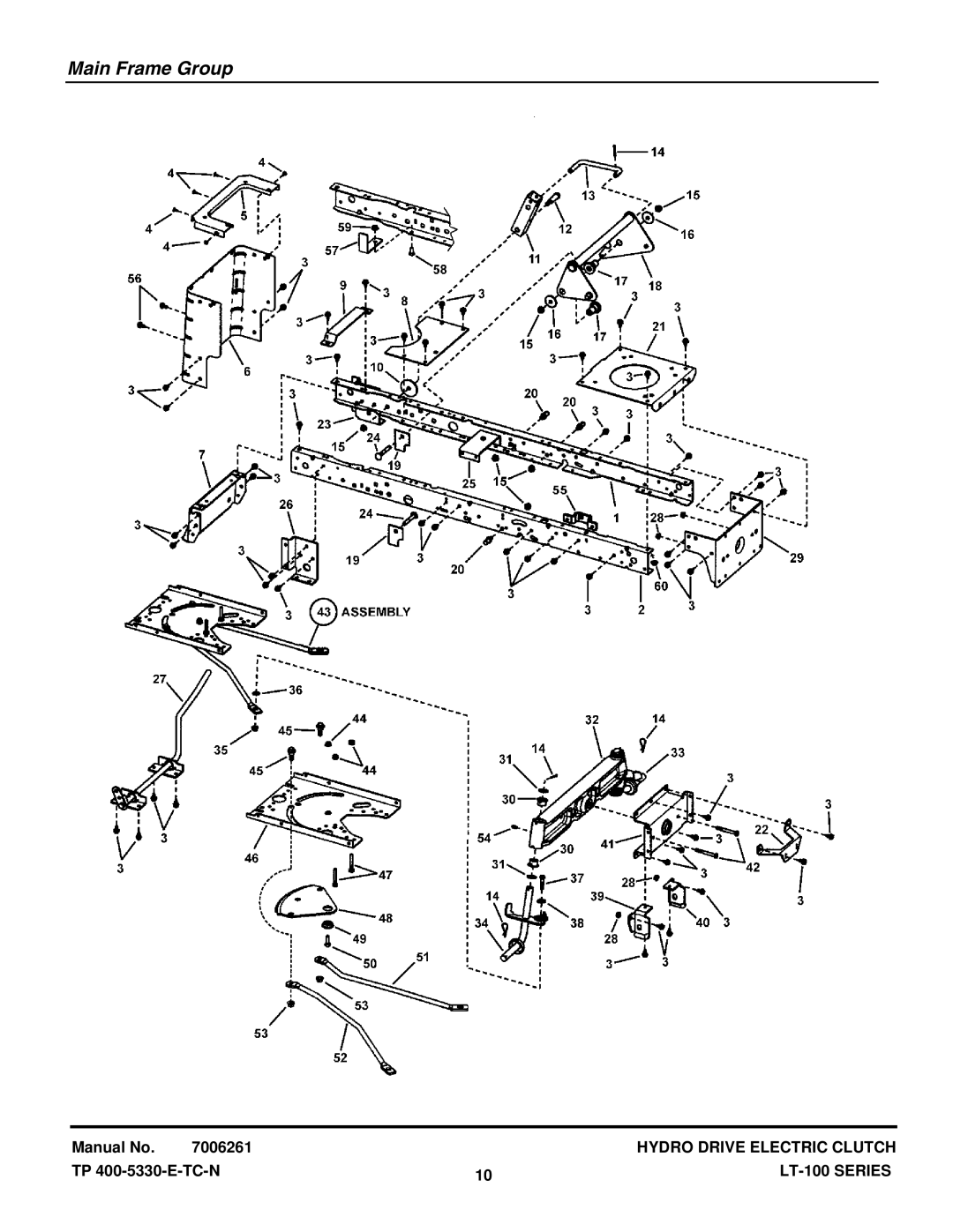 Snapper CLT23460, CLT24520, LT23420, LT24520, SLT23460, SLT24520 manual Main Frame Group 