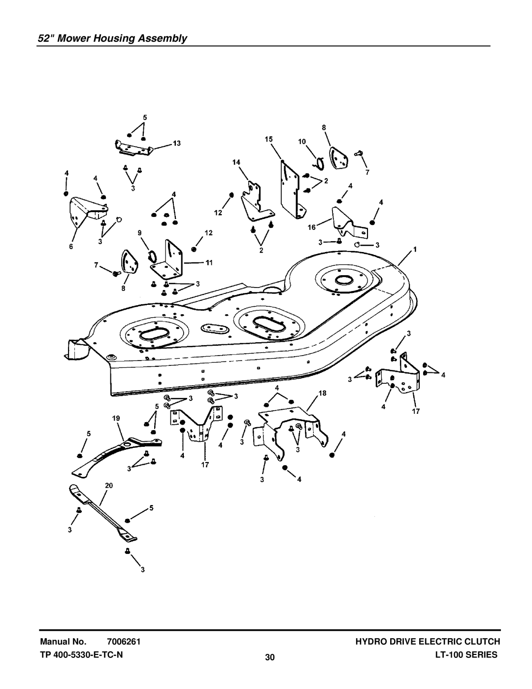 Snapper CLT23460, CLT24520, LT23420, LT24520, SLT23460, SLT24520 manual Mower Housing Assembly 