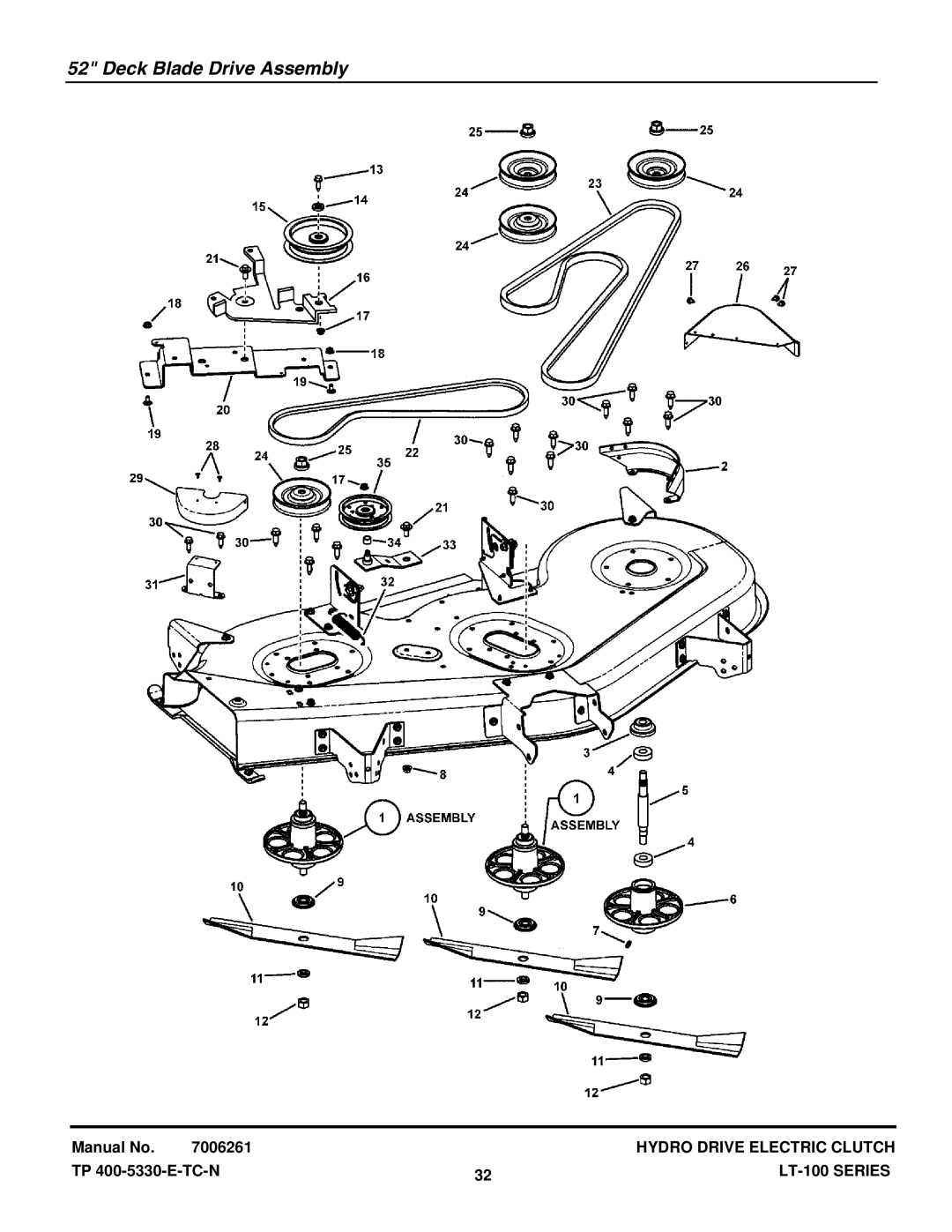 Snapper CLT23460, CLT24520, LT23420, LT24520, SLT23460, SLT24520 manual Deck Blade Drive Assembly 