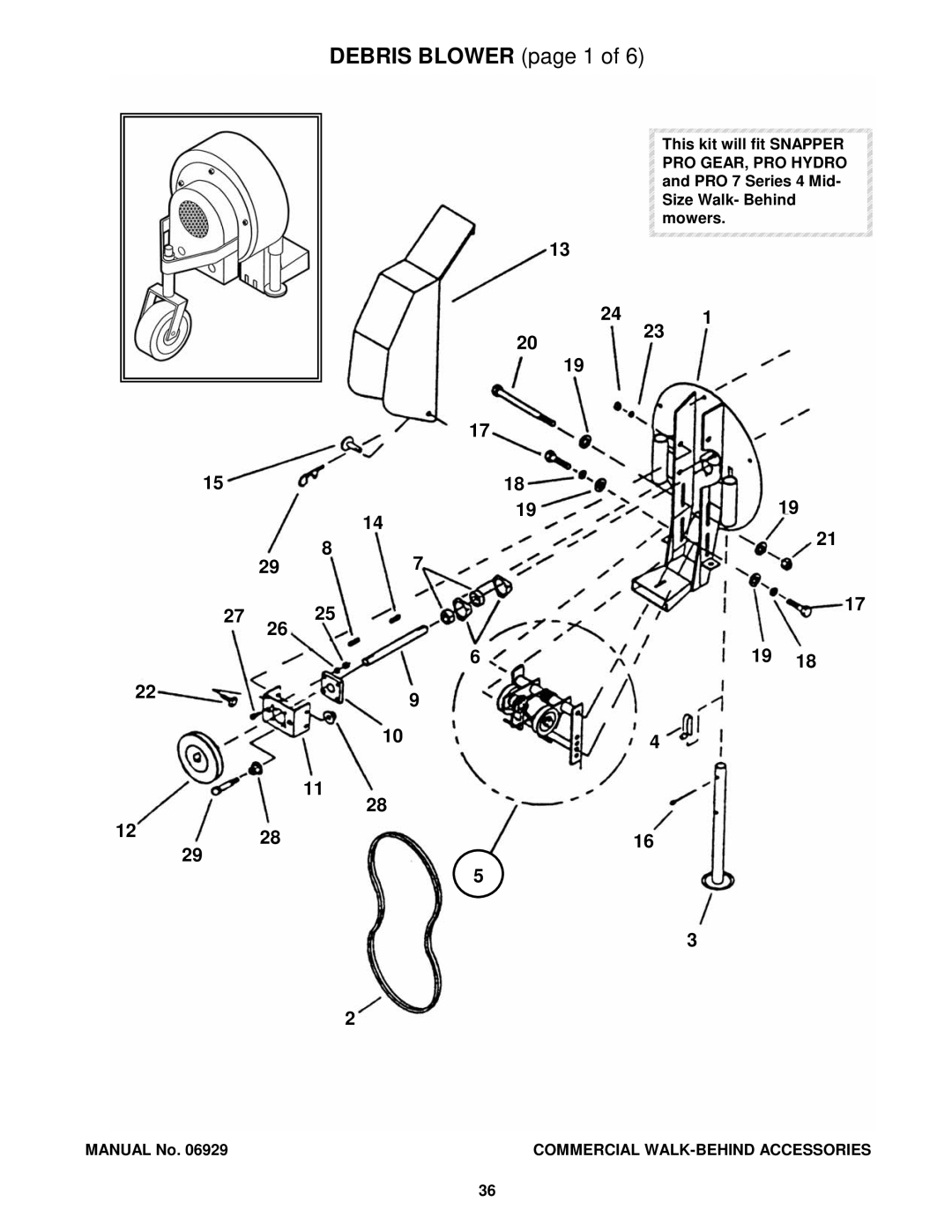 Snapper COMMERCIAL WALK-BEHIND manual Debris Blower page 1, PRO GEAR, PRO Hydro 