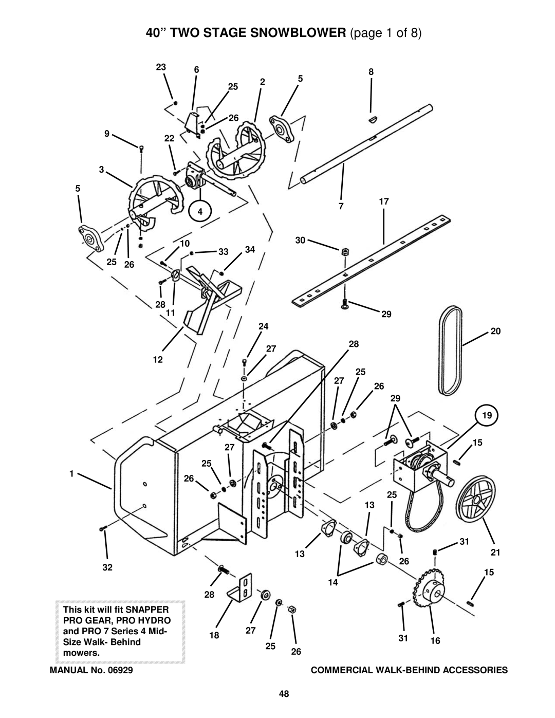 Snapper COMMERCIAL WALK-BEHIND manual TWO Stage Snowblower page 1 