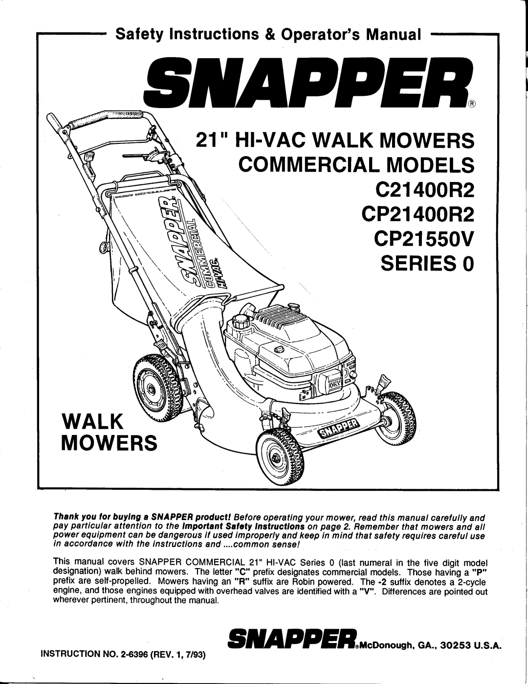 Snapper CP21550V manual 