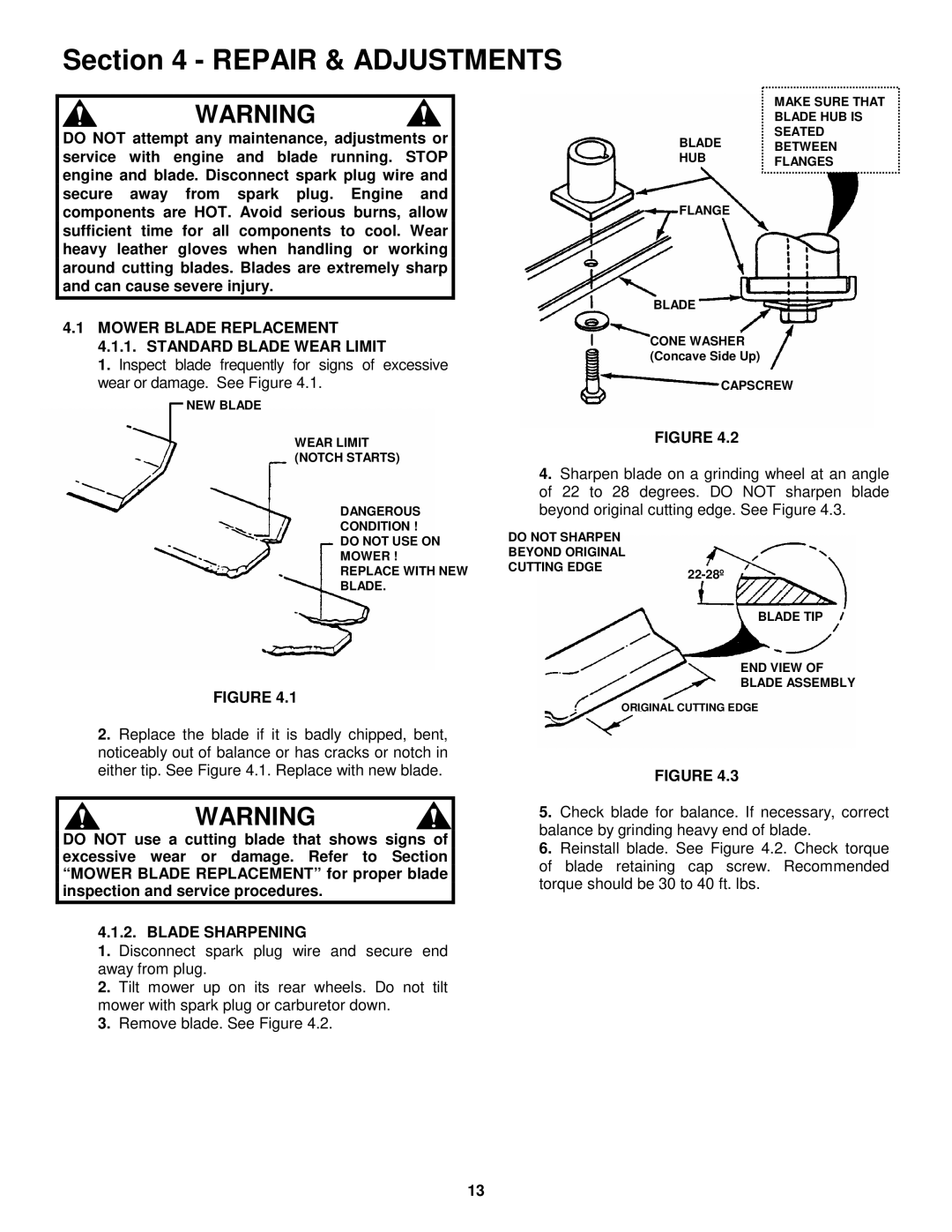 Snapper CP216017RV, CP215017KWV, CP215017HV, CP215017HV Mower Blade Replacement 4.1.1. Standard Blade Wear Limit 