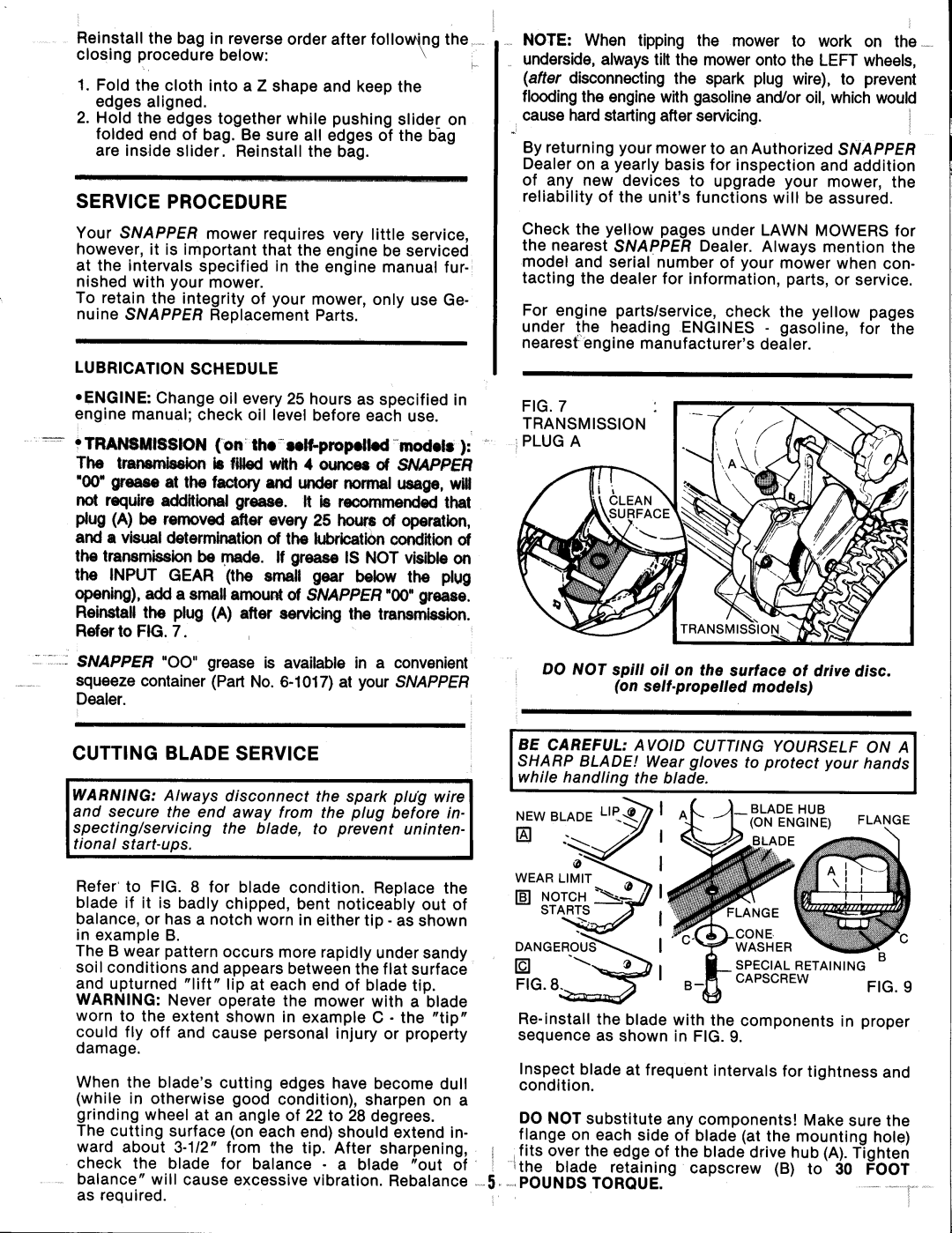 Snapper CP21559BV, CP21409R-2, CP21509R, CAP21509R, C21559BV manual 