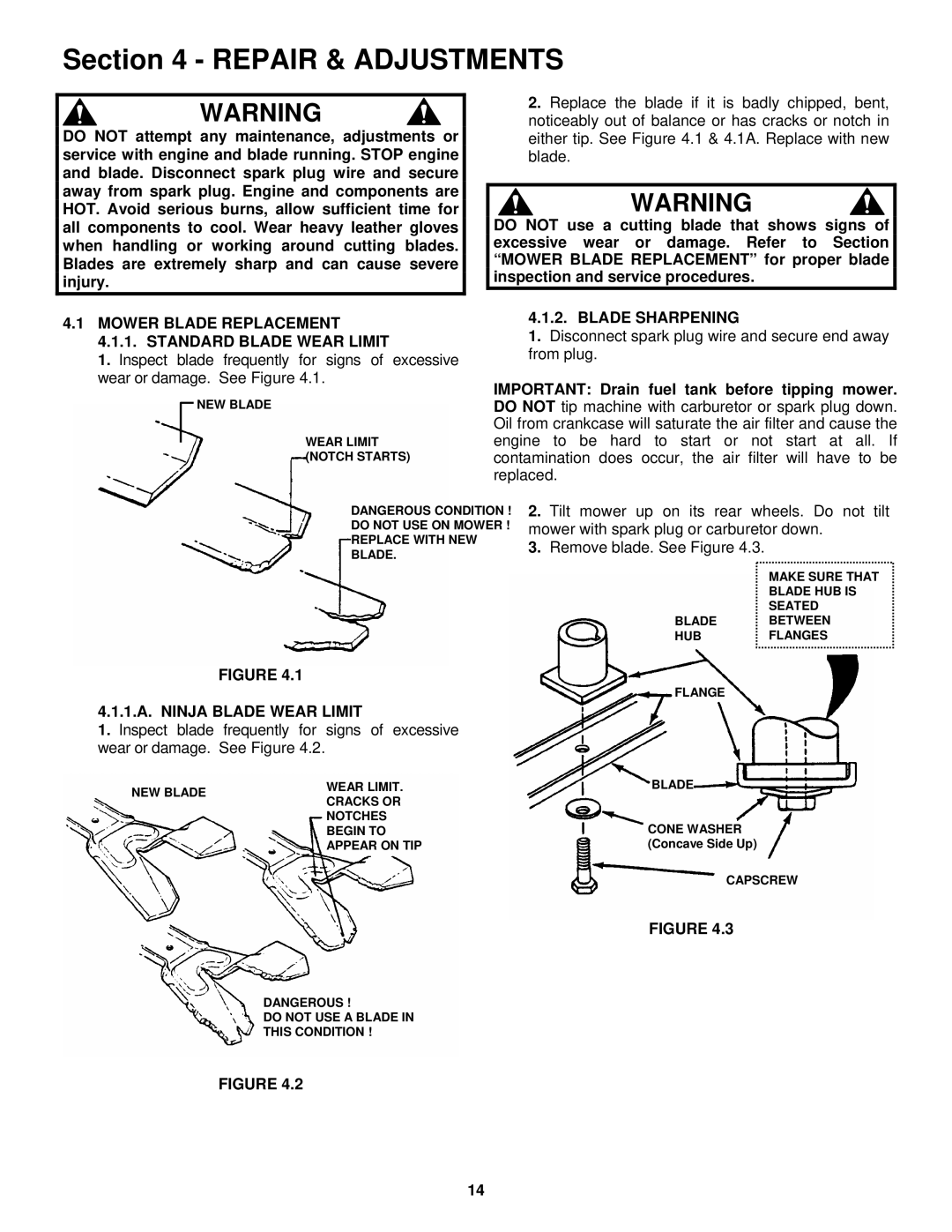 Snapper CP216019KWV, CP215519HV Mower Blade Replacement Standard Blade Wear Limit, Blade Sharpening 