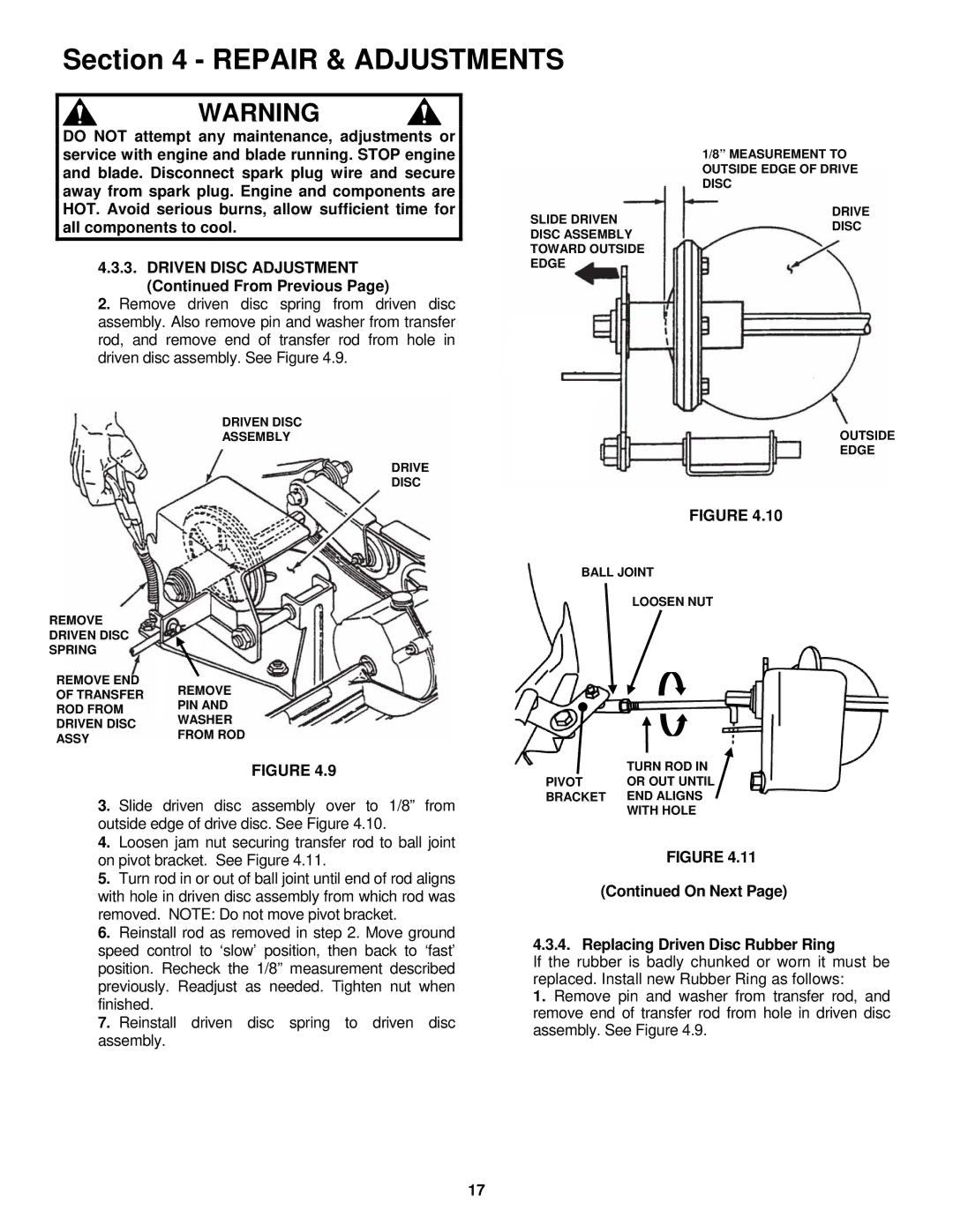 Snapper CP215019KW, CP215519HV, CP216019KWV, CP215519HV On Next Replacing Driven Disc Rubber Ring 