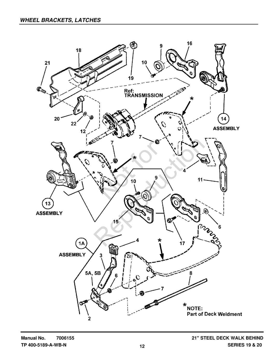 Snapper CP216019KWV (7800037), CP215519HV manual Wheel BRACKETS, Latches 