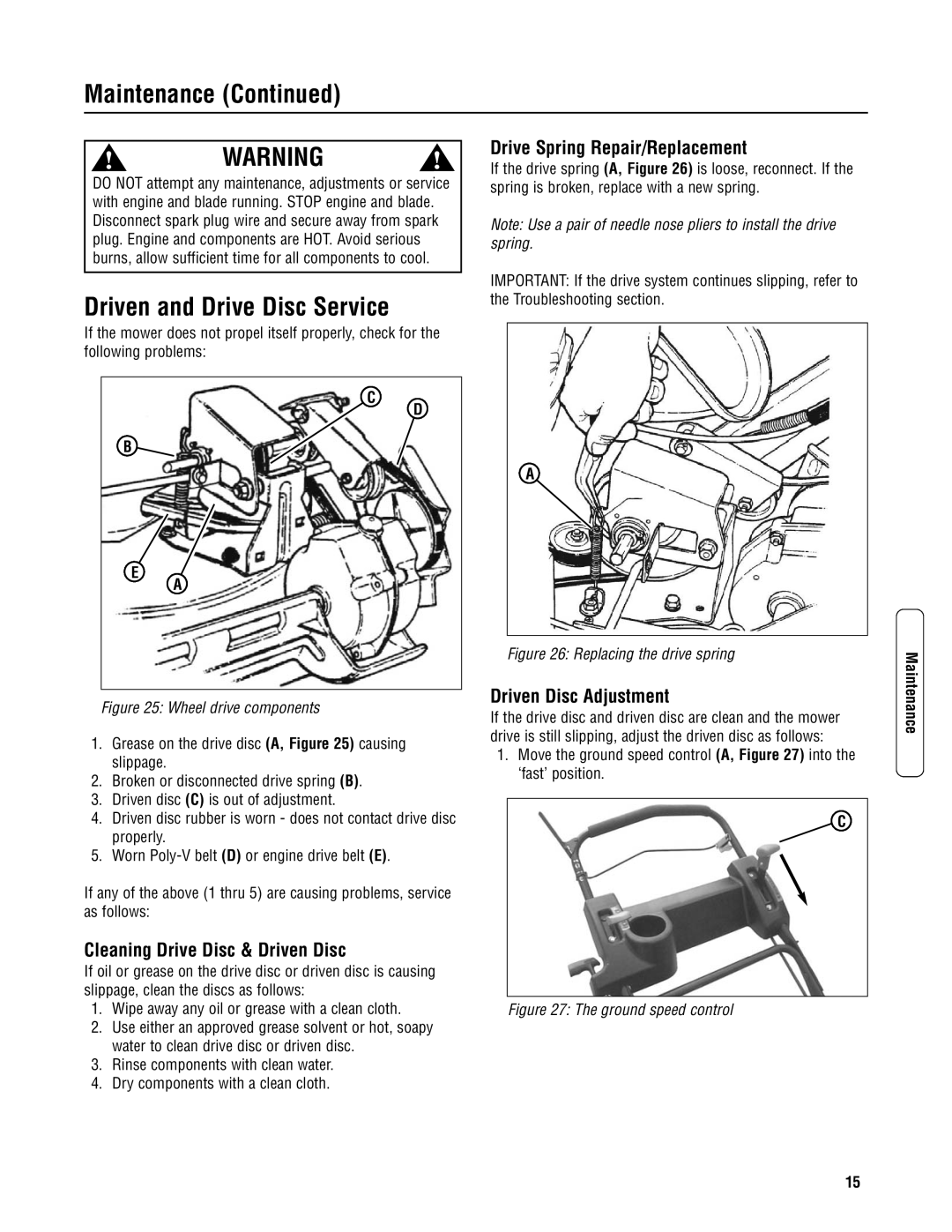 Snapper CRP216019KWV, CP216019KWV, CP215519HV Driven and Drive Disc Service, Cleaning Drive Disc & Driven Disc 