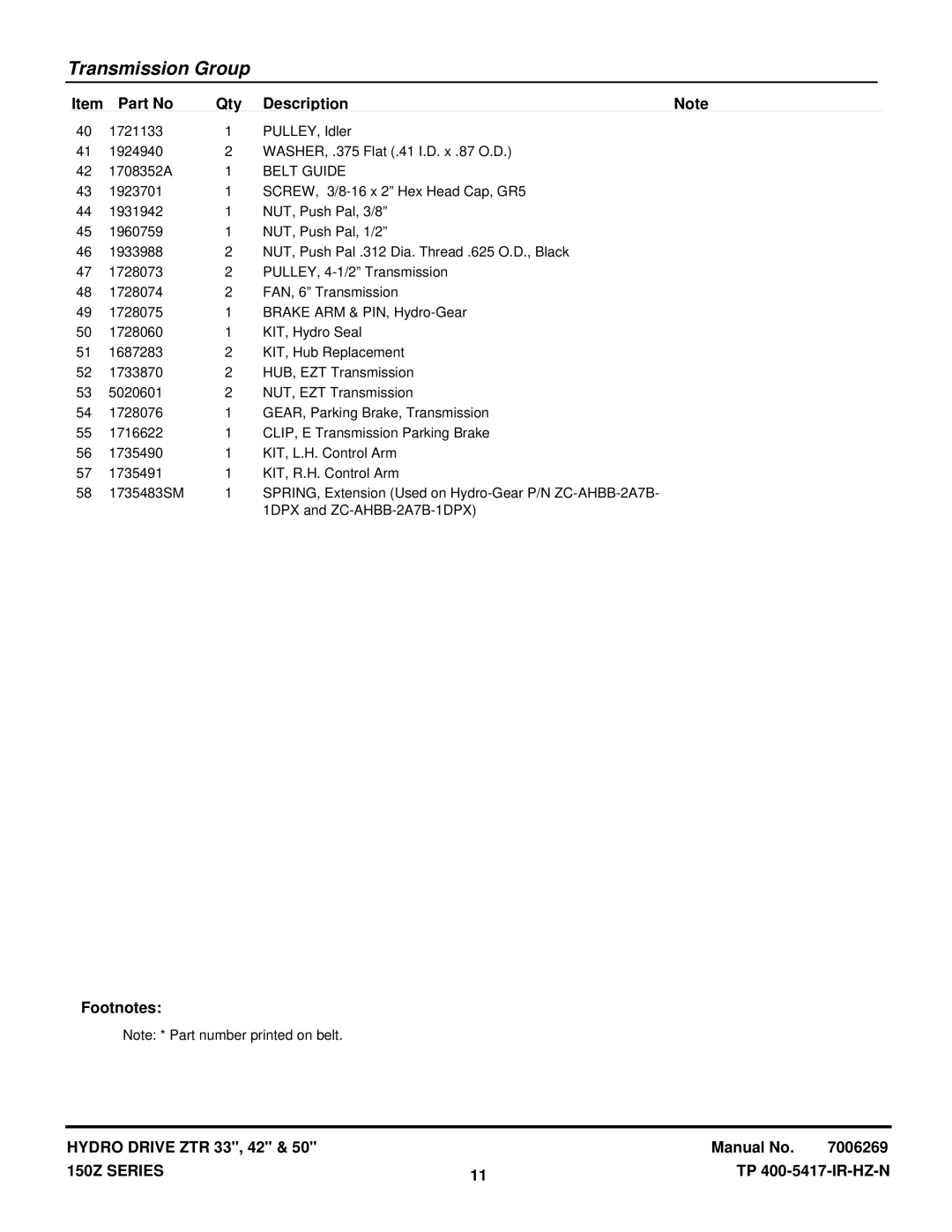 Snapper CSC18533, CSC2650, CSC2142 manual Belt Guide 