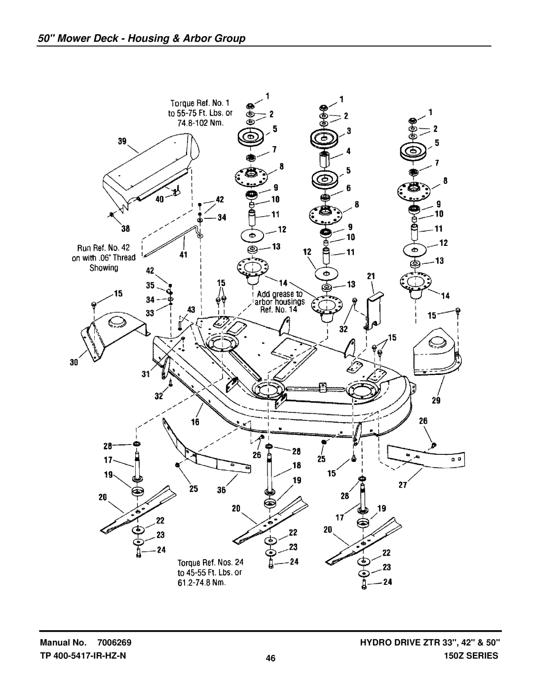 Snapper CSC18533, CSC2650, CSC2142 manual Mower Deck Housing & Arbor Group 