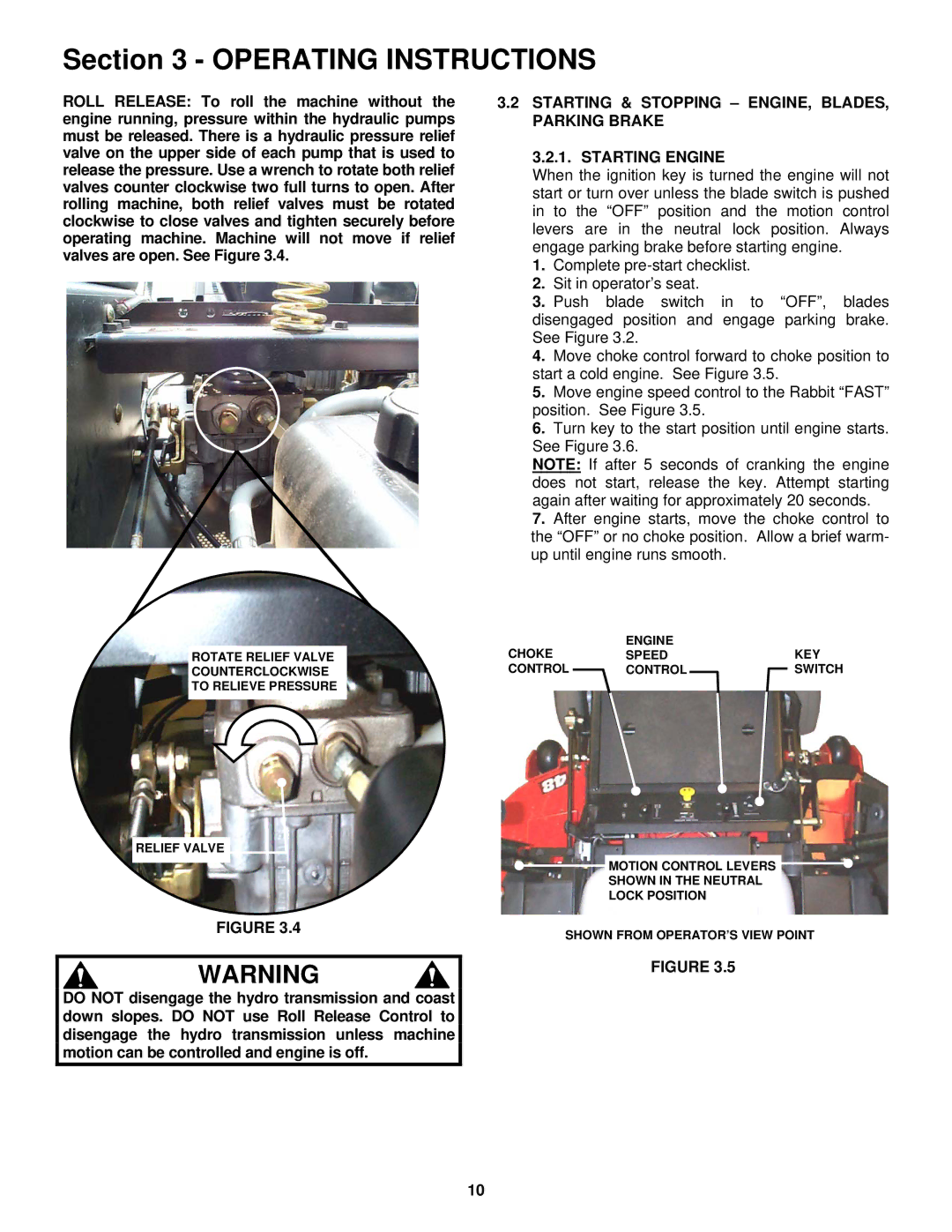 Snapper HZT21480BV, CZT19480KWV important safety instructions Rotate Relief Valve Counterclockwise To Relieve Pressure 