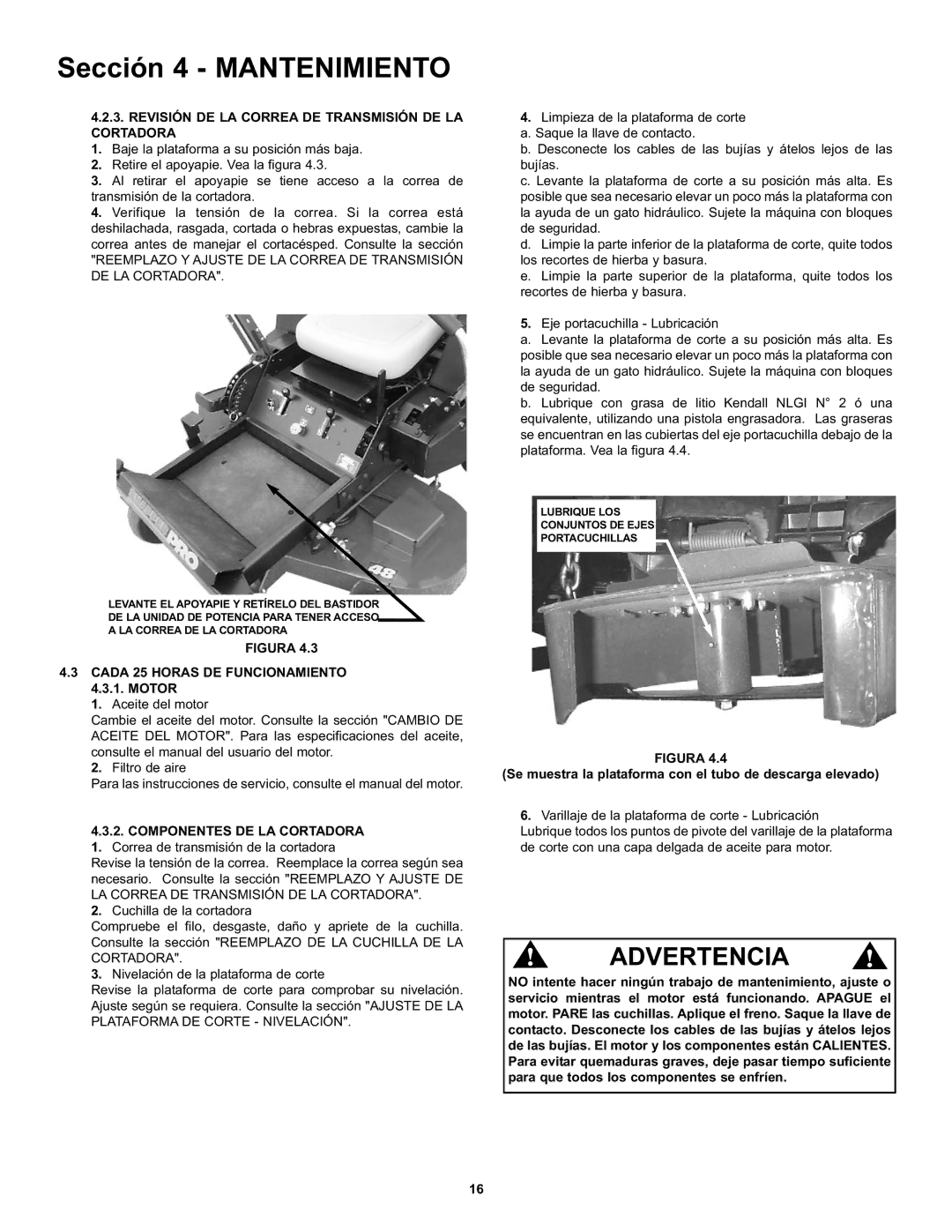 Snapper CZT19481KWV manual Revisión DE LA Correa DE Transmisión DE LA Cortadora 