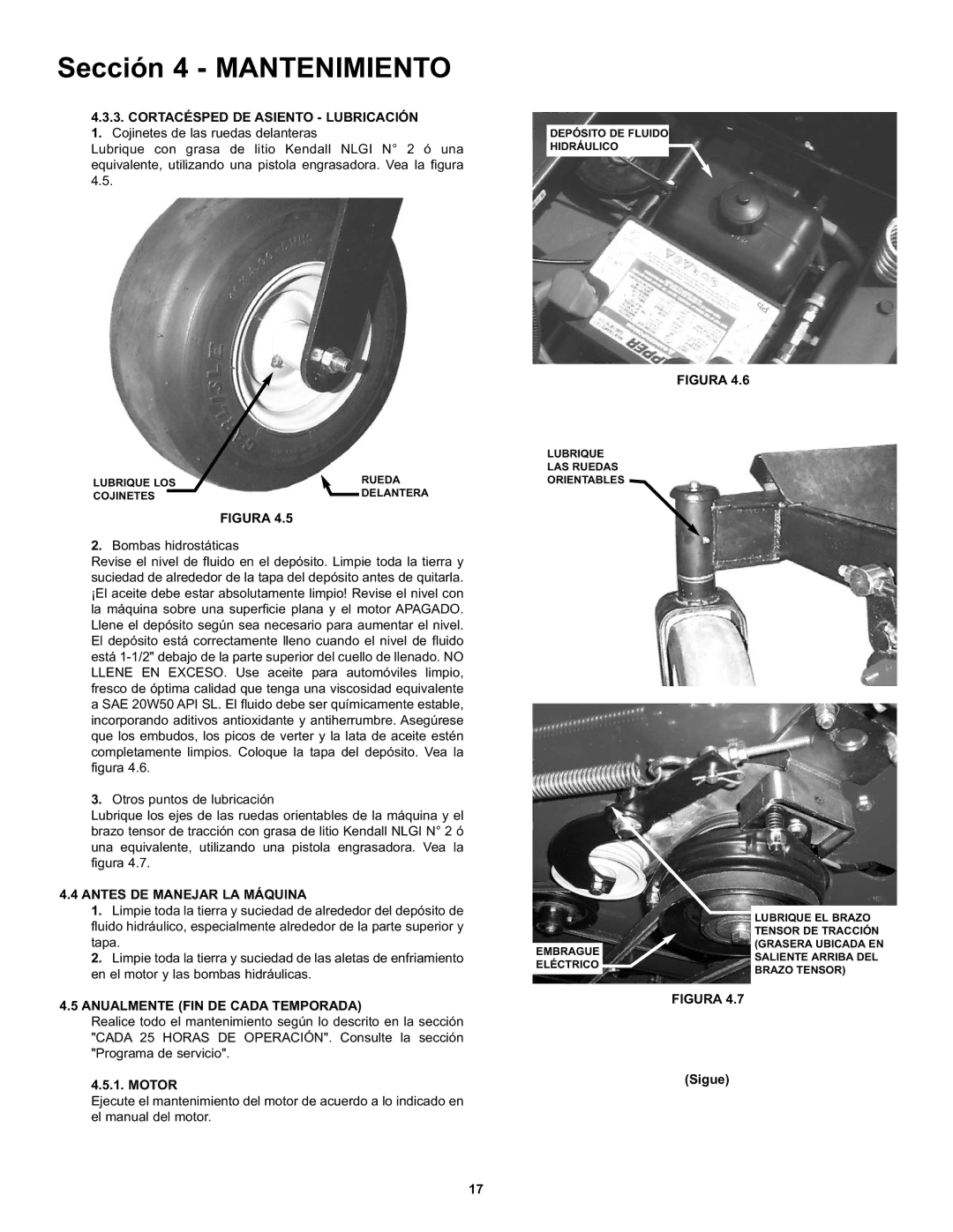 Snapper CZT19481KWV manual Antes DE Manejar LA Máquina, Anualmente FIN DE Cada Temporada, Motor, Sigue 