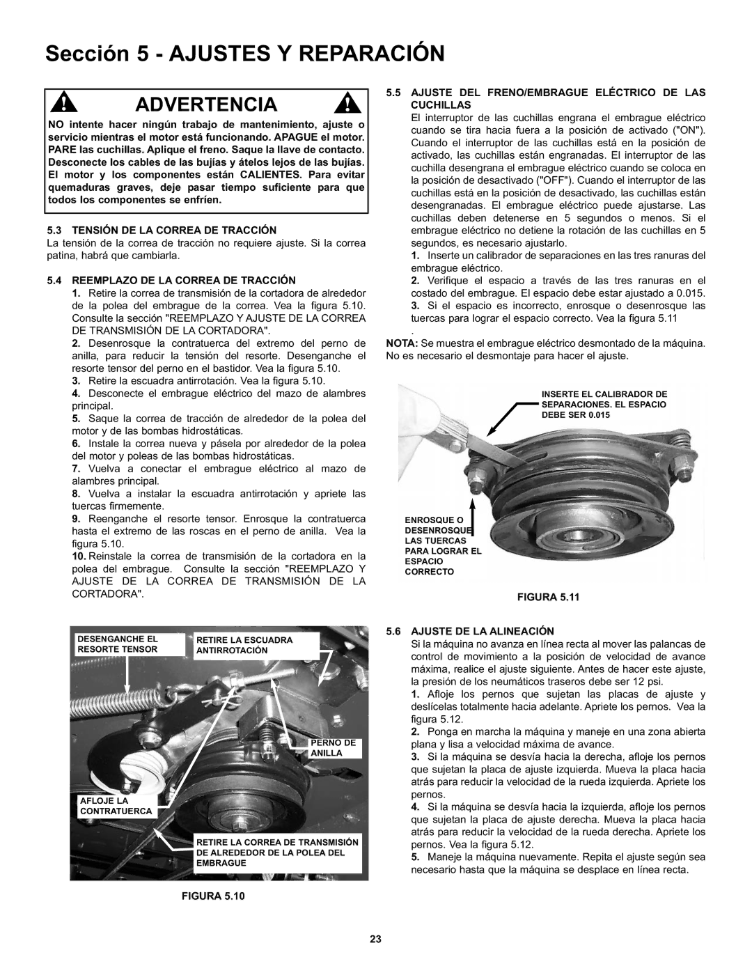 Snapper CZT19481KWV manual Tensión DE LA Correa DE Tracción, Reemplazo DE LA Correa DE Tracción, Ajuste DE LA Alineación 