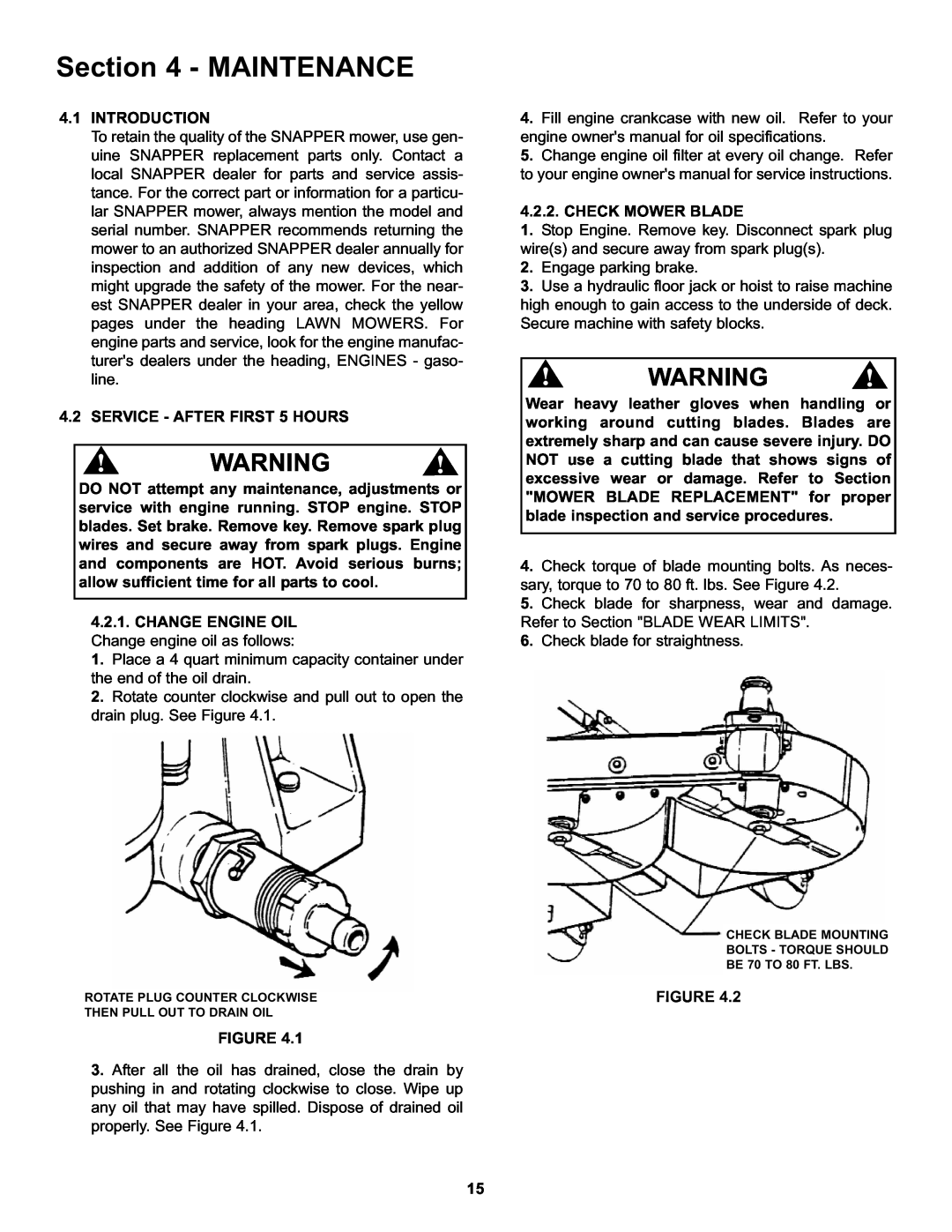 Snapper CZT19481KWV Maintenanceoperating Instructions, Introduction, SERVICE - AFTER FIRST 5 HOURS, Check Mower Blade 