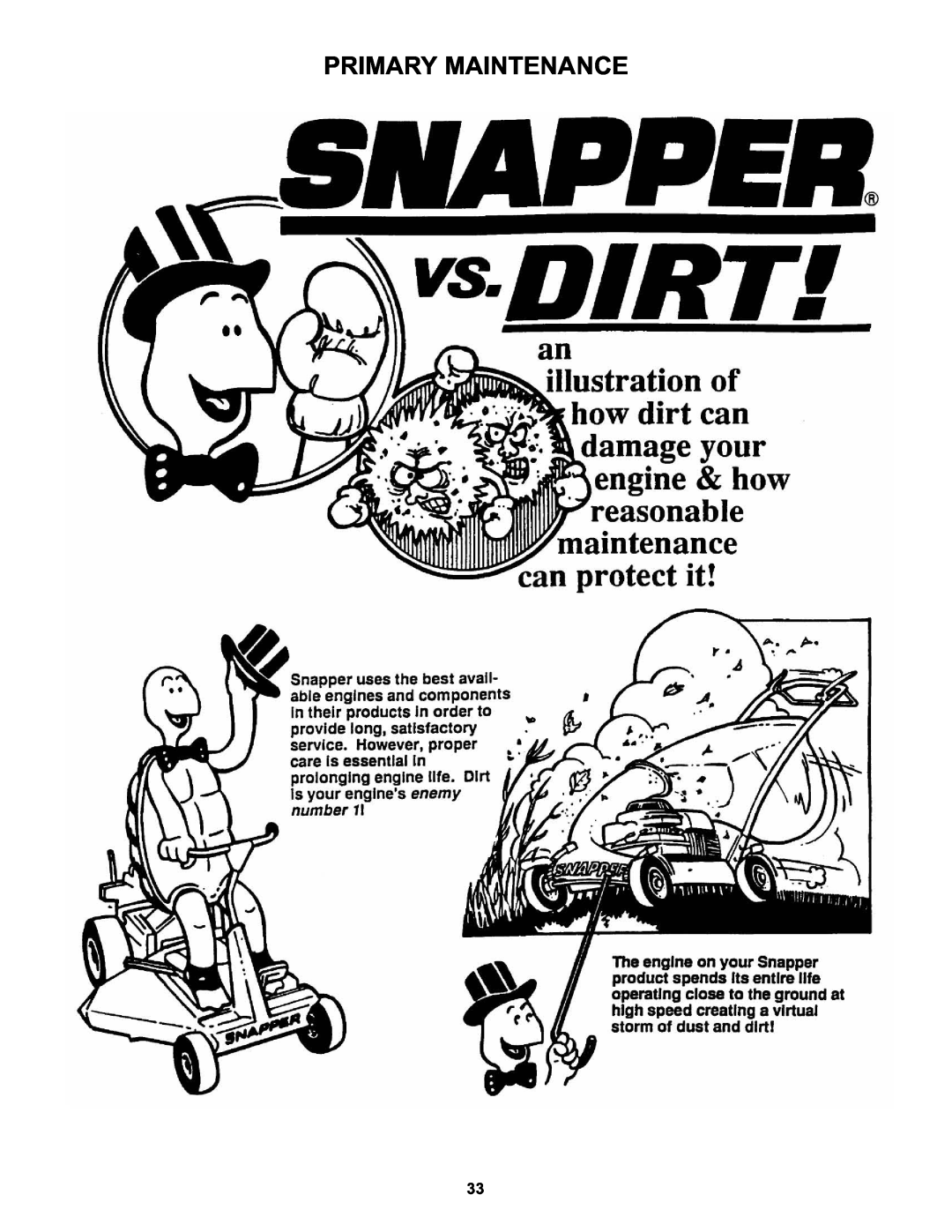 Snapper CZT19481KWV important safety instructions Primary Maintenance 